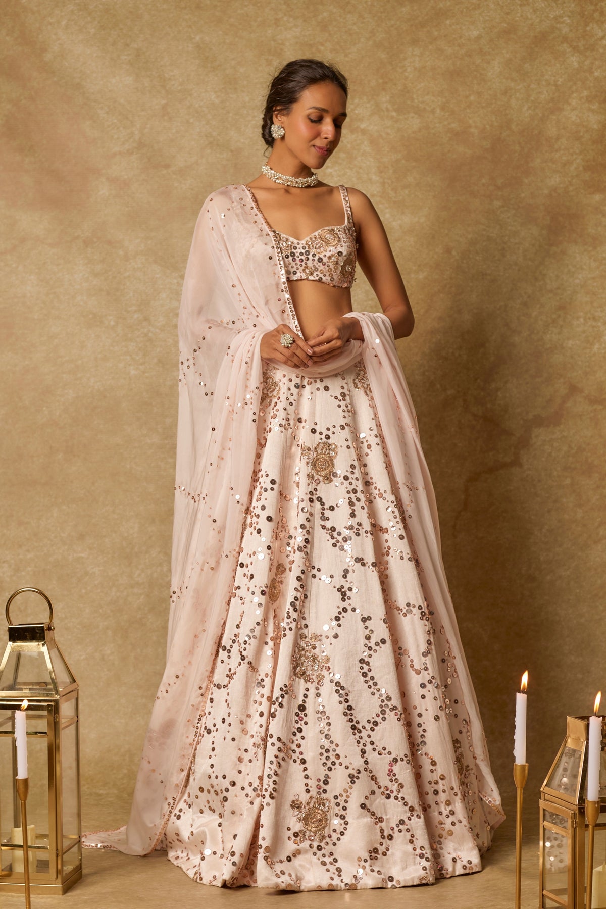 Baby Pink Embroidered Lehenga Set