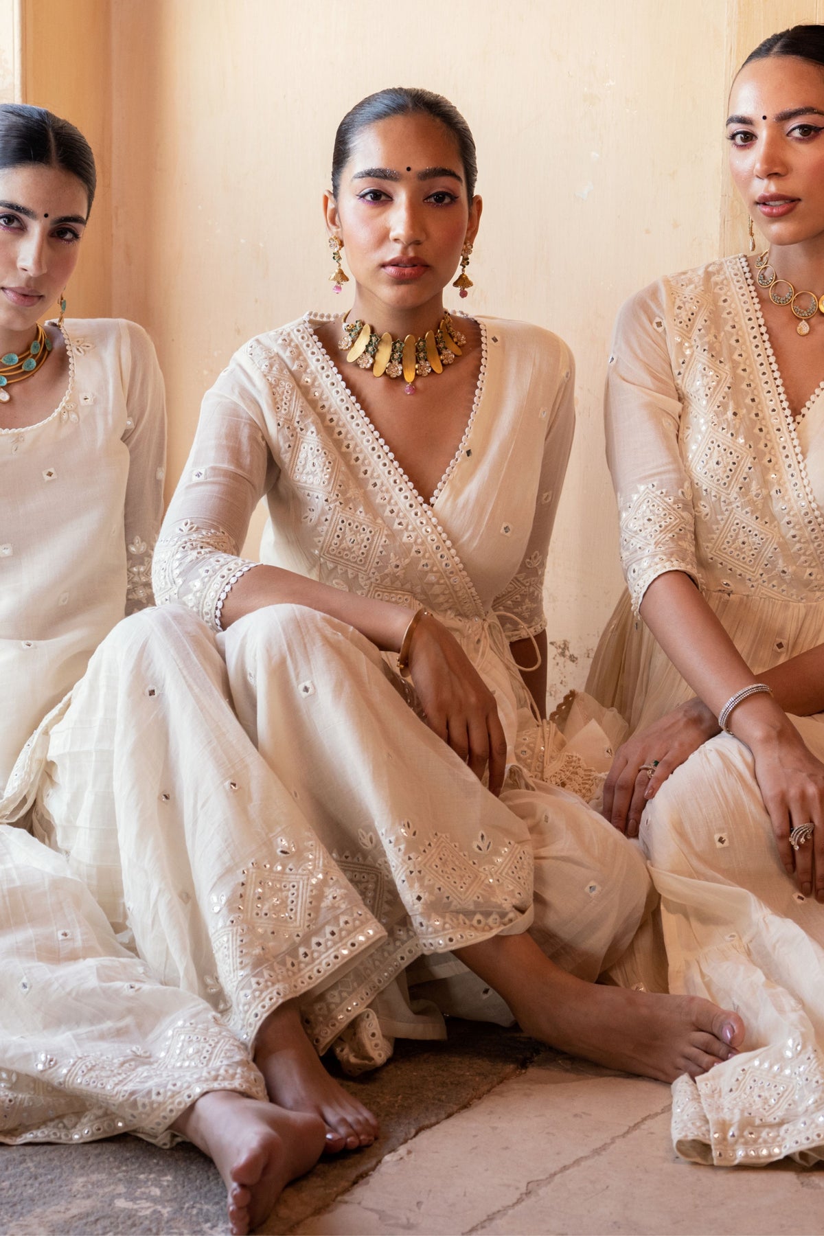 Off White Diamond Sharara Set