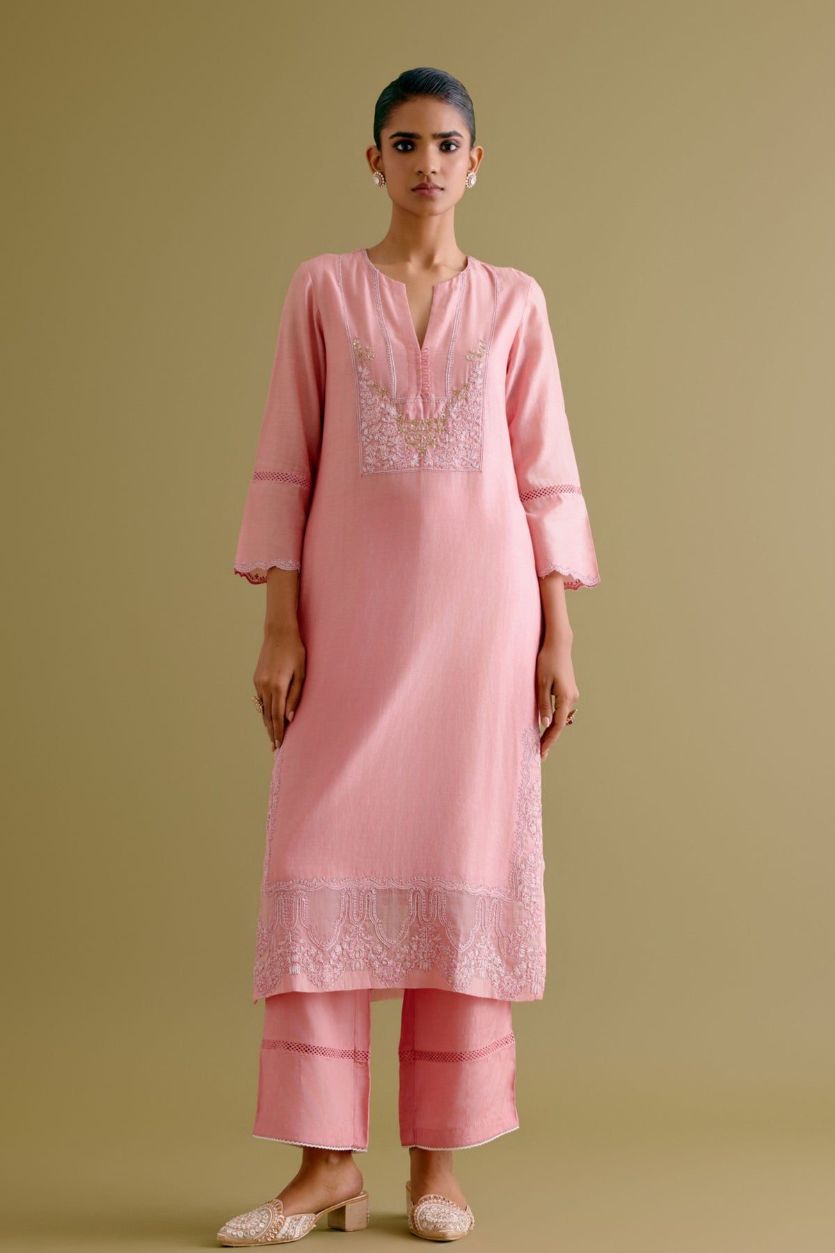 Pink Sequins Kurta Set