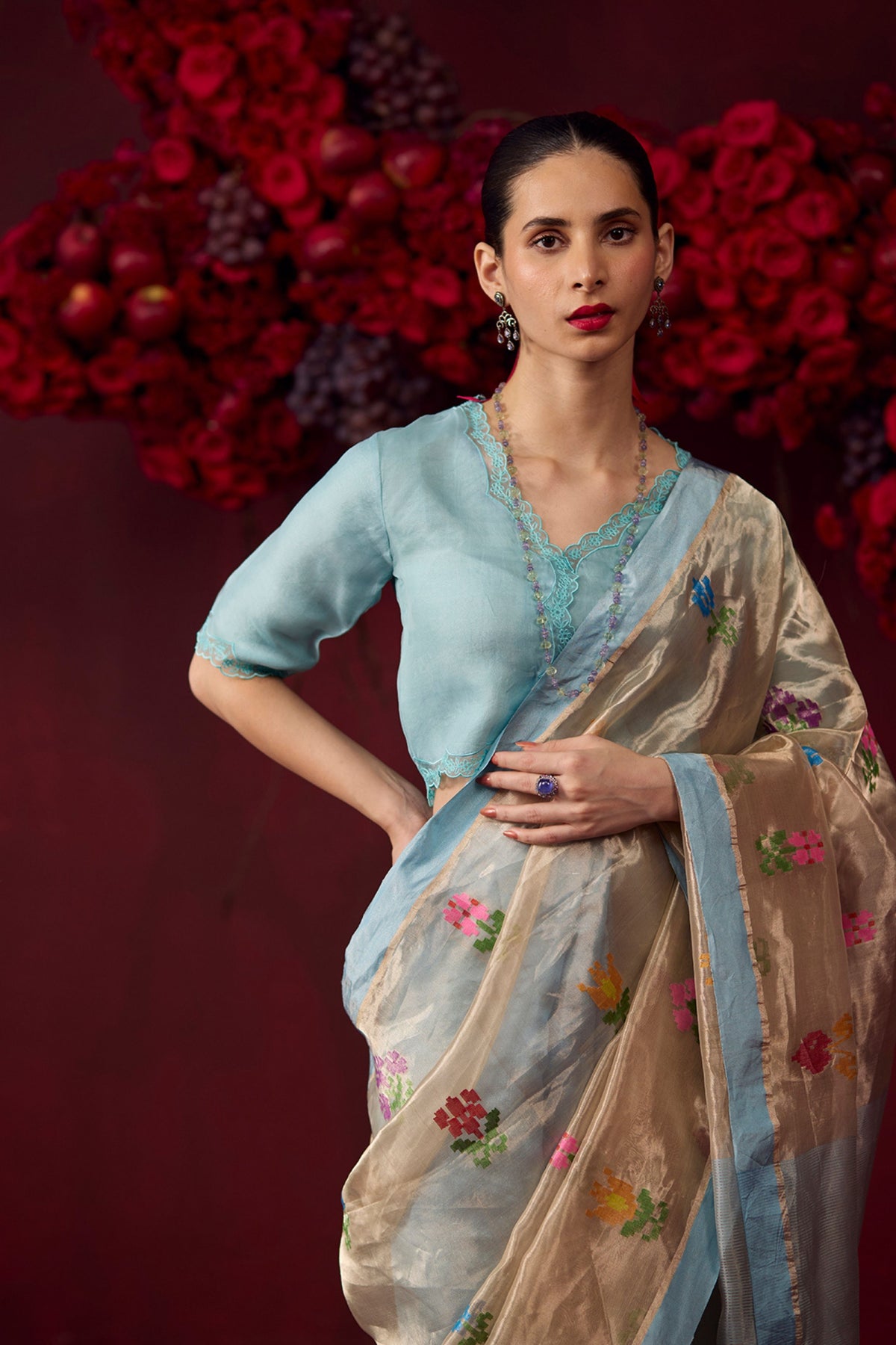 Tranquility Ice Blue Jamdani Saree