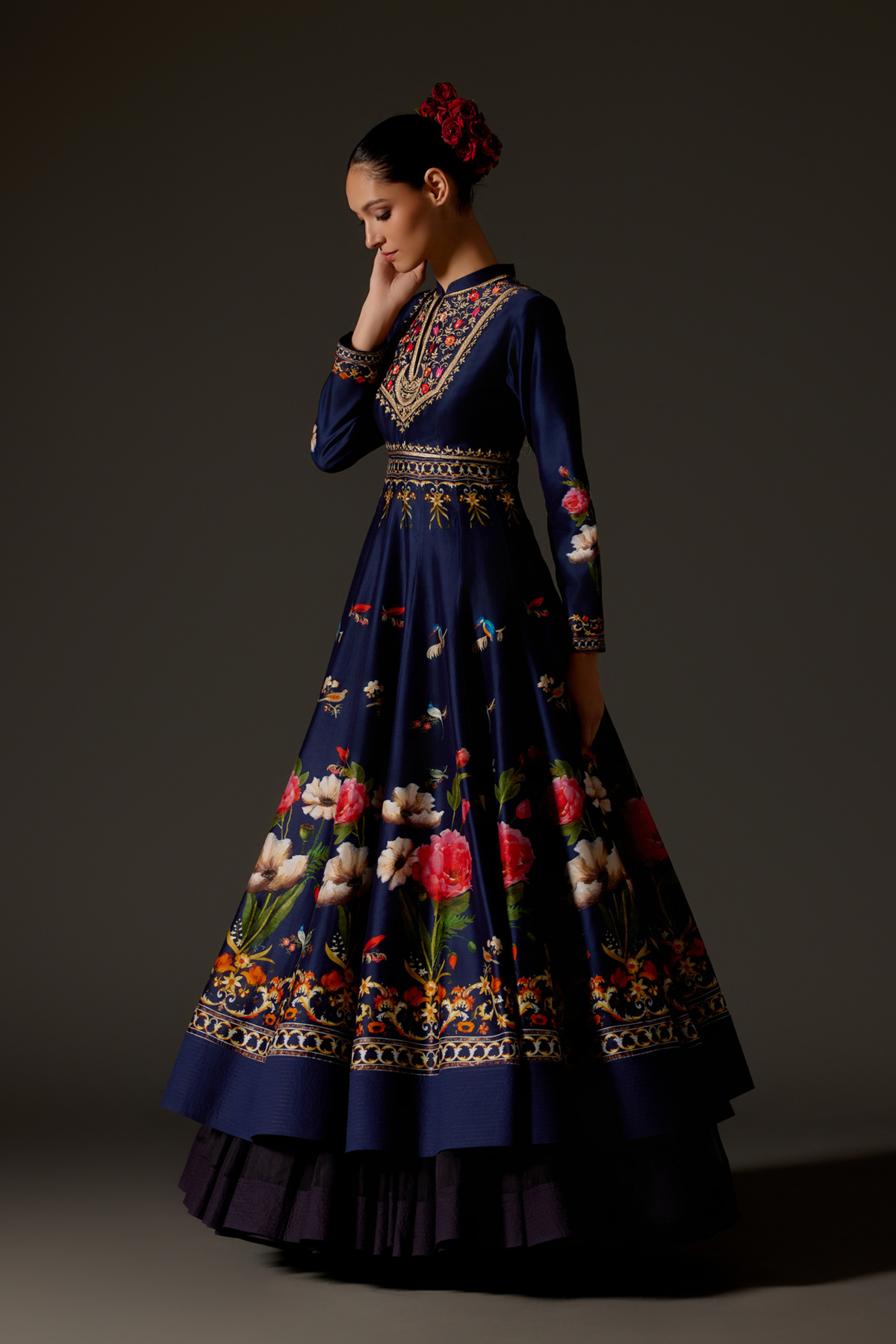 Indigo Chanderi Anarkali Set