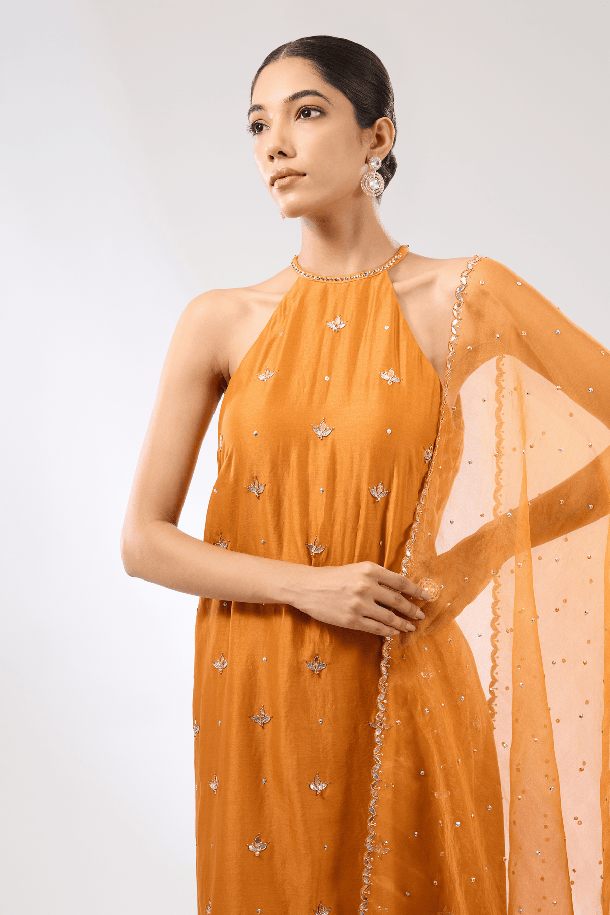 Orange Halter Kurta Set