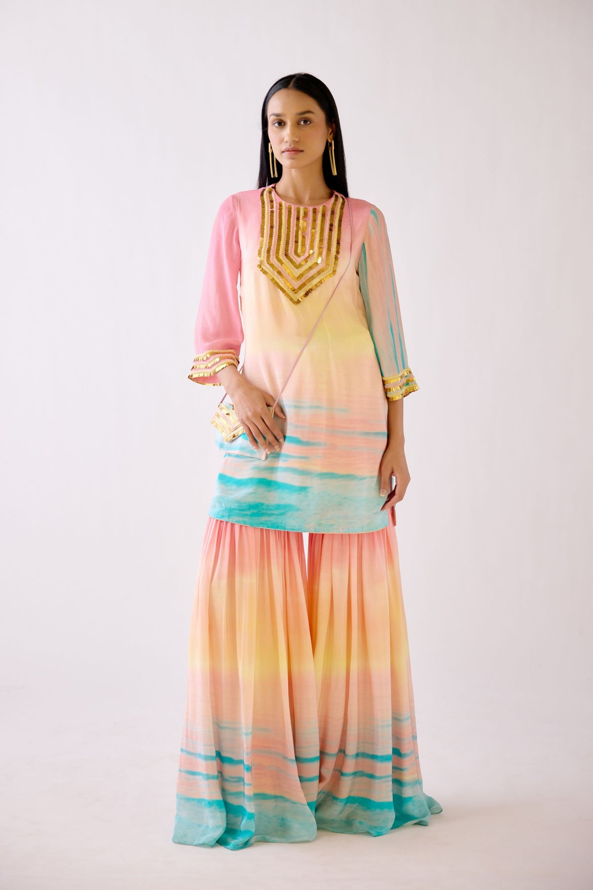 The Golden Wave Sharara Set