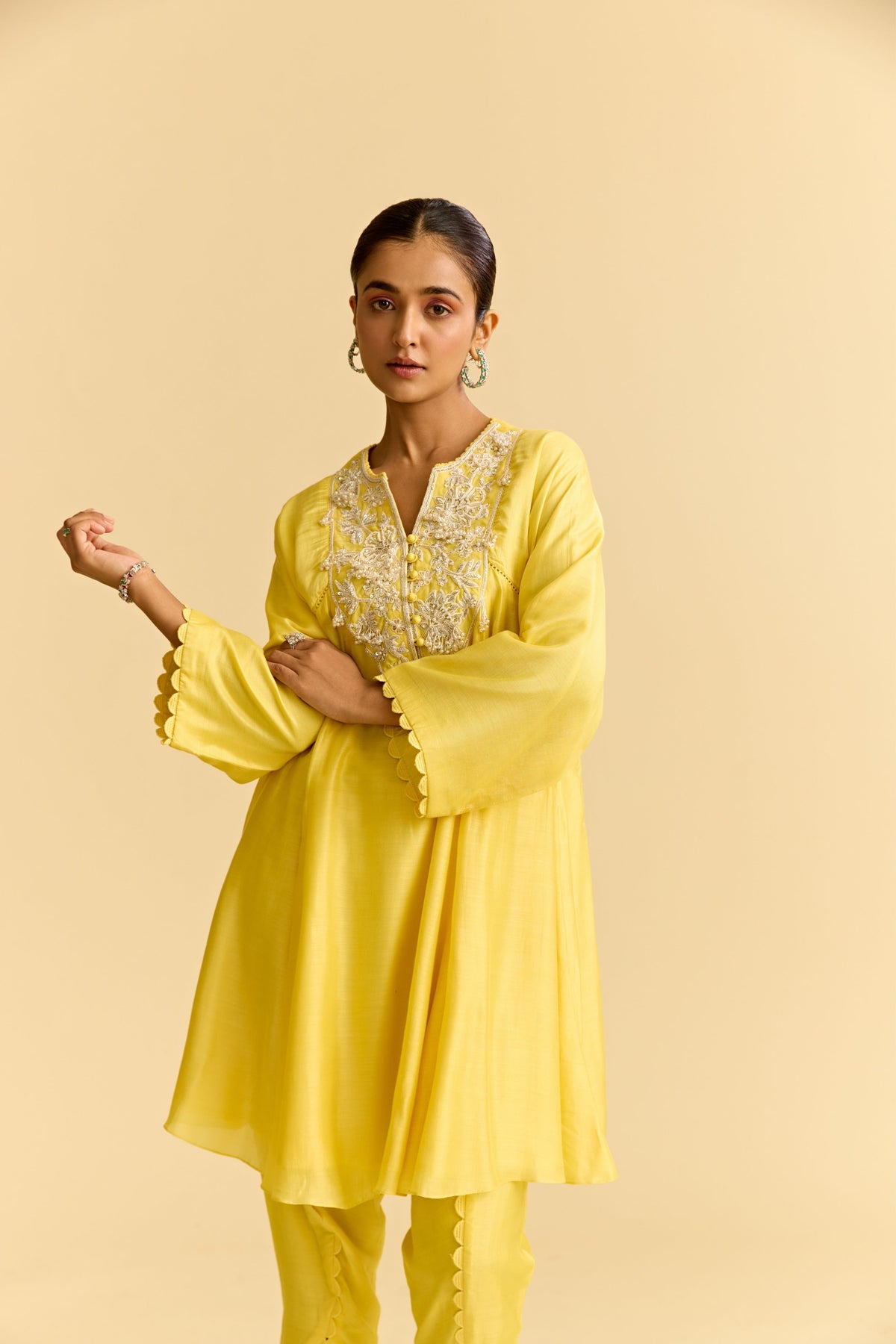 Yellow Flared Kurta Set