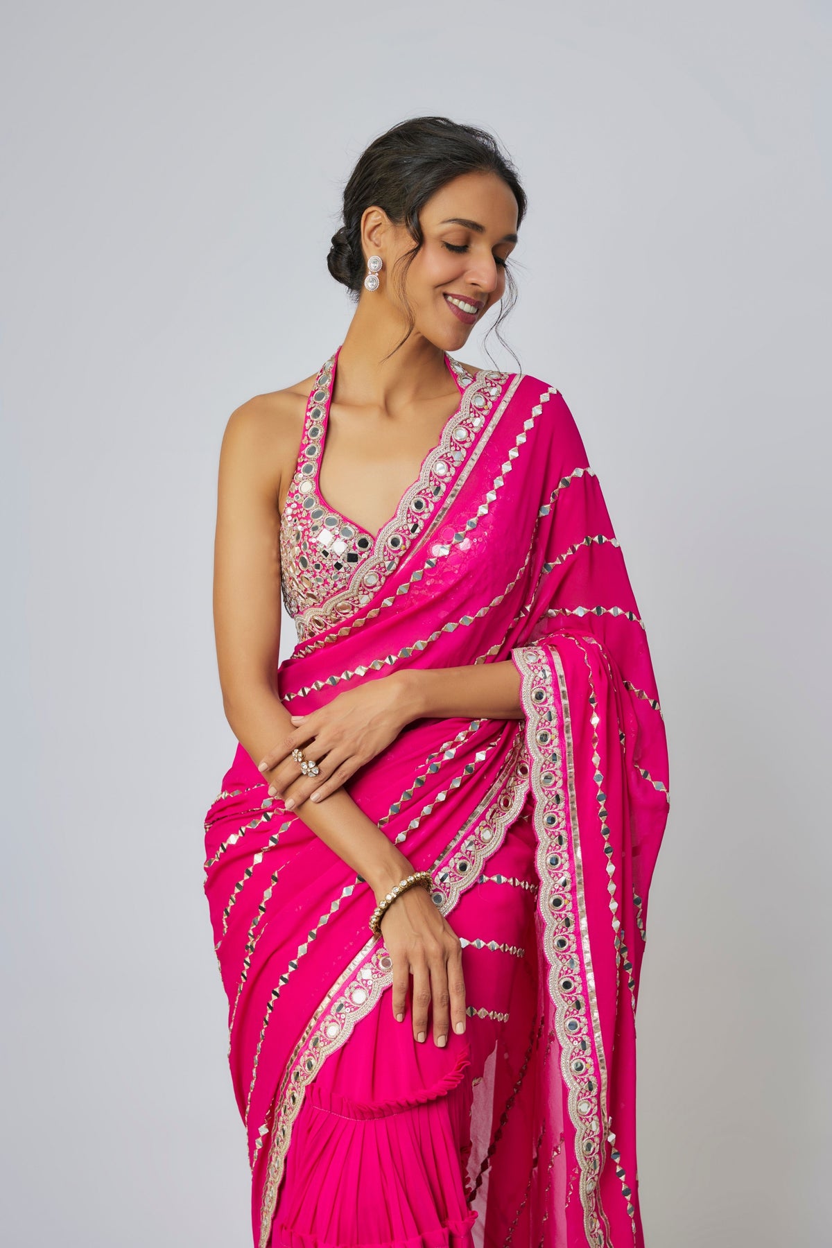 Pink Aradhana Saree Set