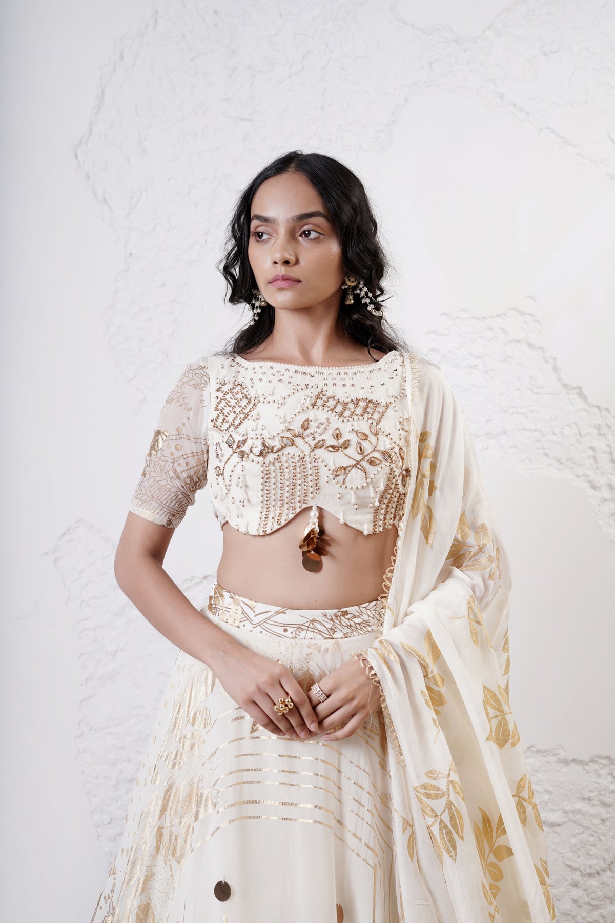 Ivory Embroidered Lehenga Set