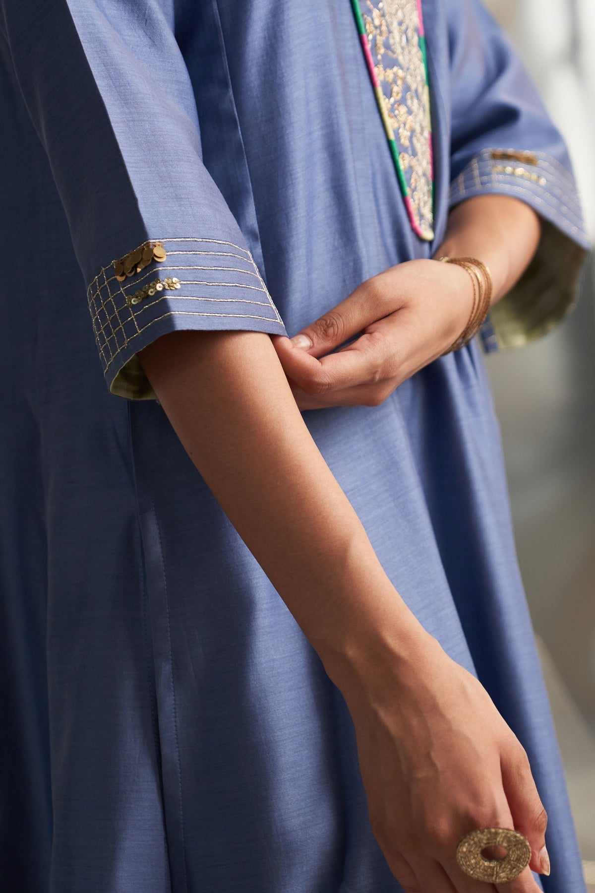 Blue Flared Kurta Set