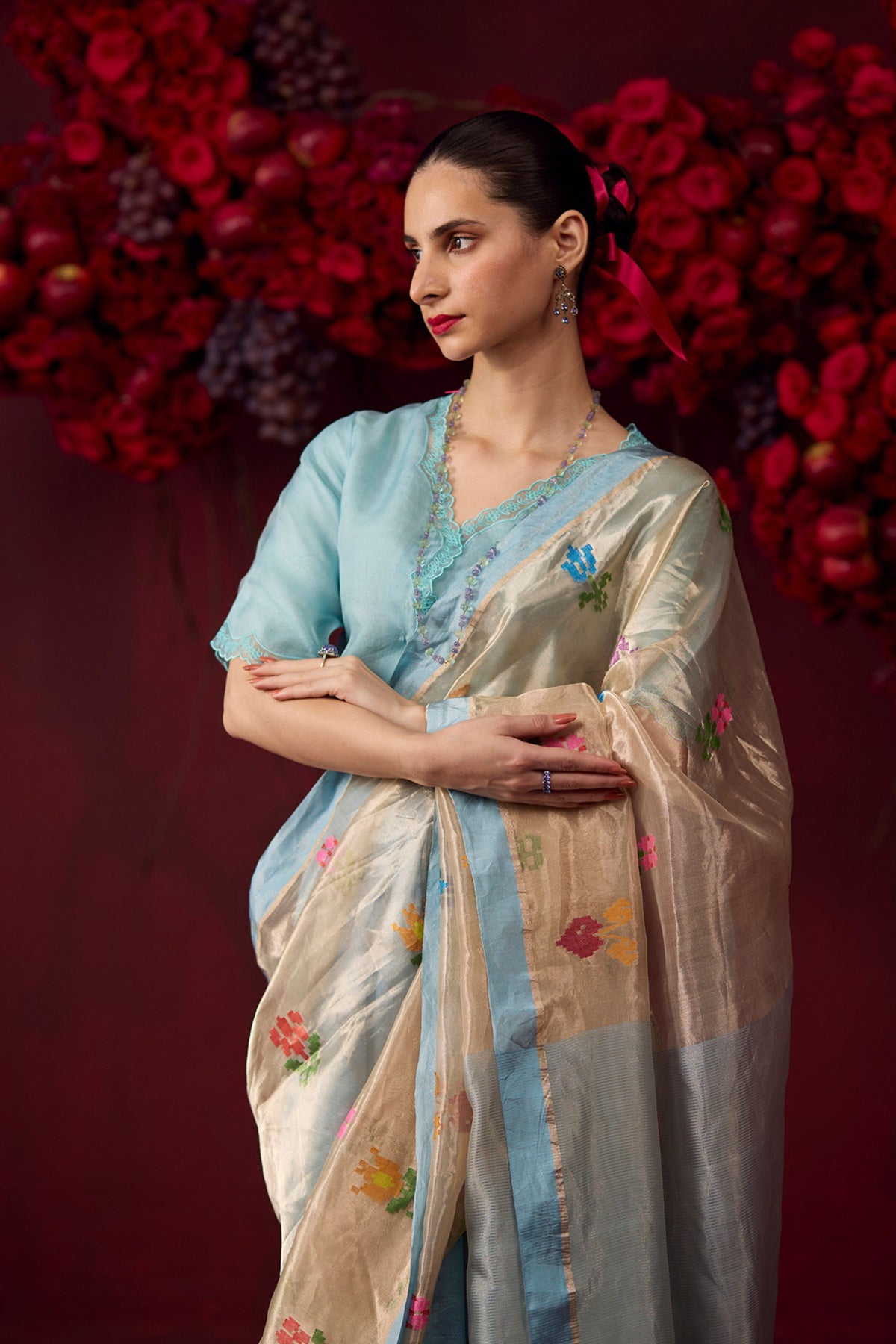 Tranquility Ice Blue Jamdani Saree