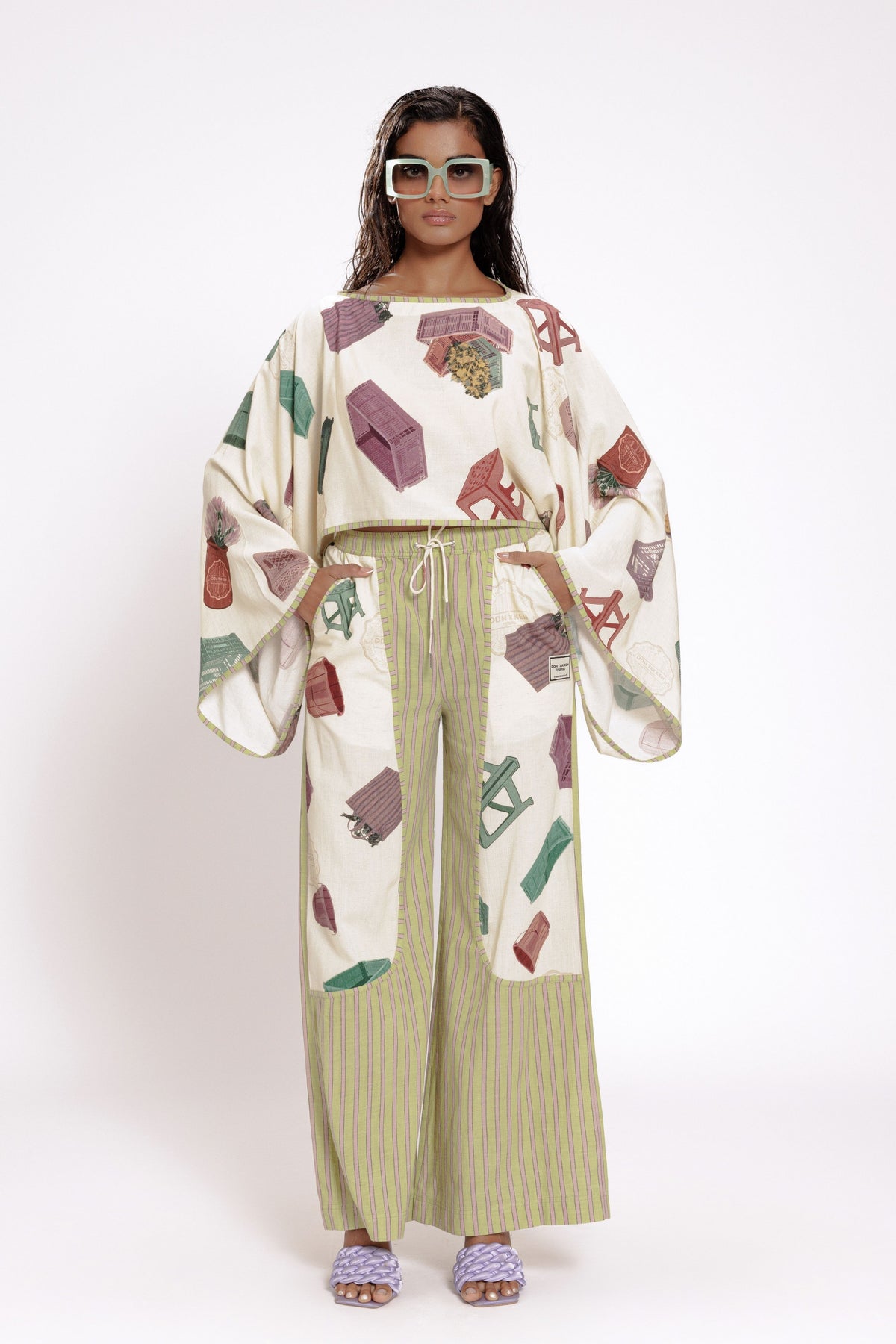 Kimono Sleeves Crop Top