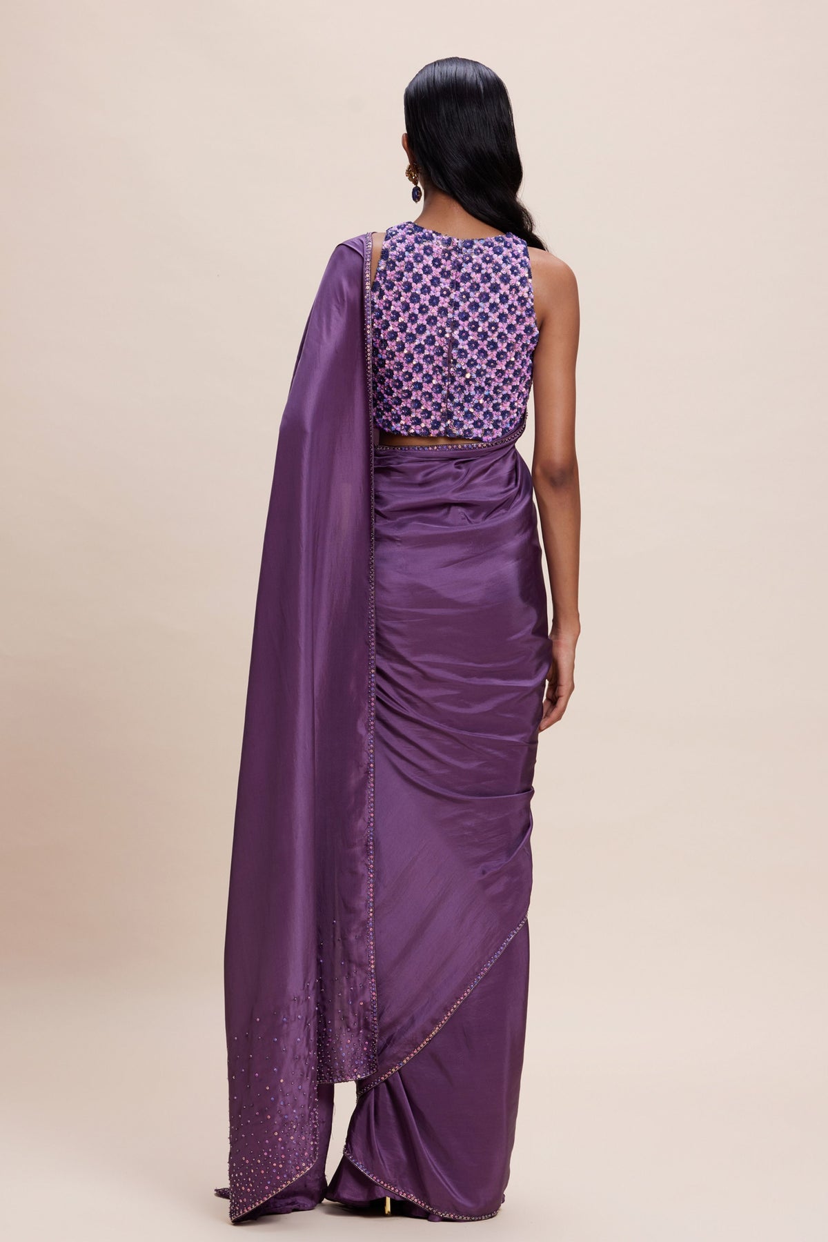 Purple Embellished Saree