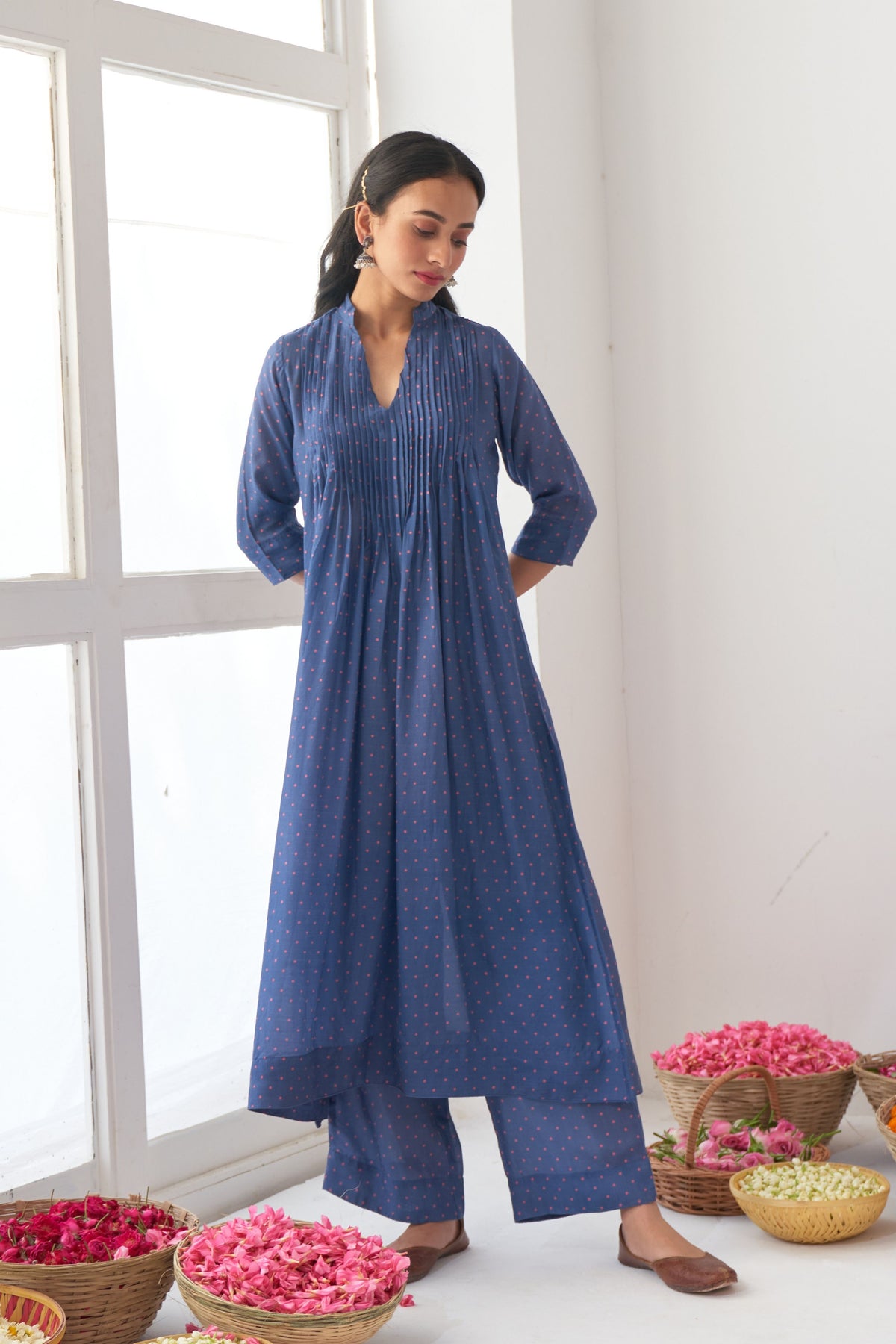 Blue Peony Kurta Palazzo