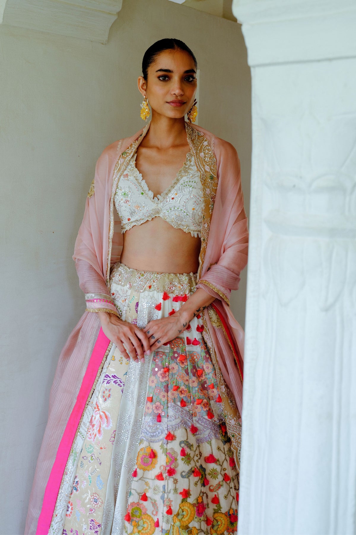 Ivory Zari Silk Lehenga Set