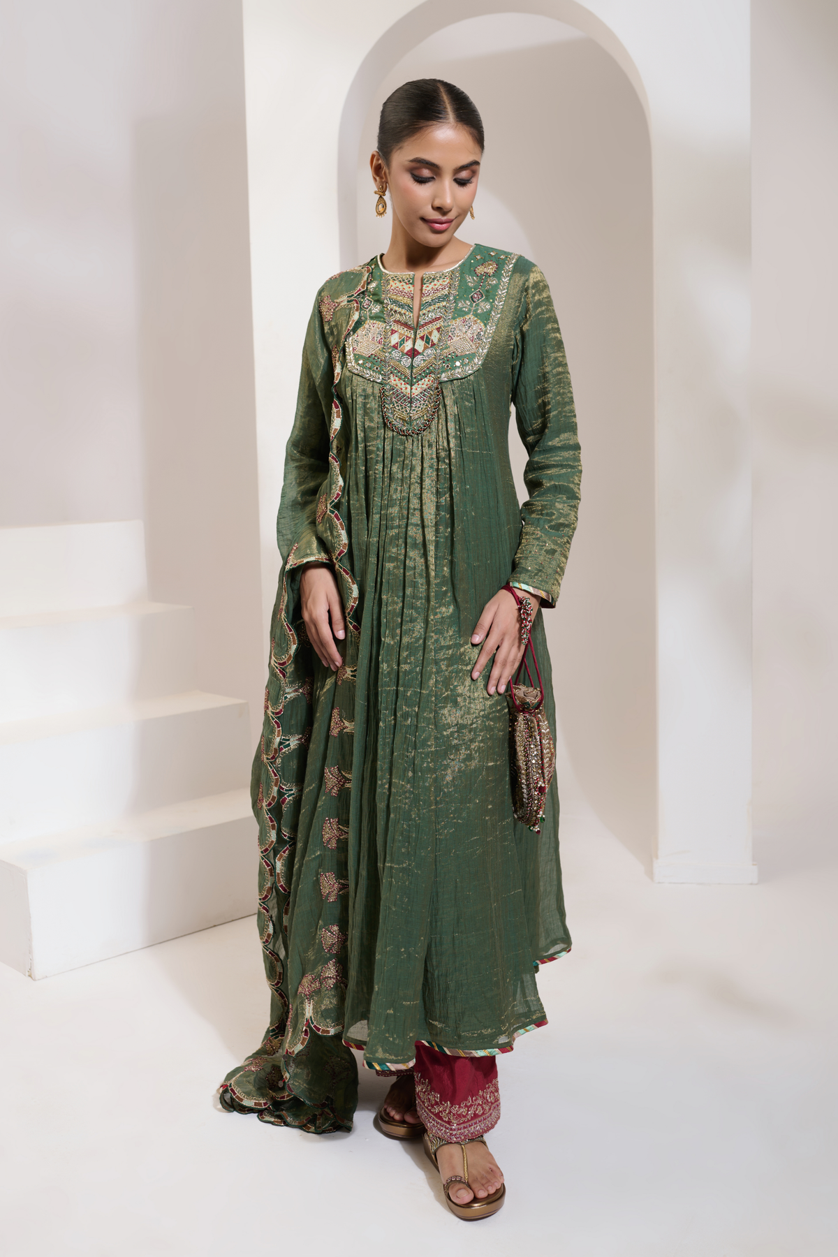 Samsara Kali Kurta Set Green