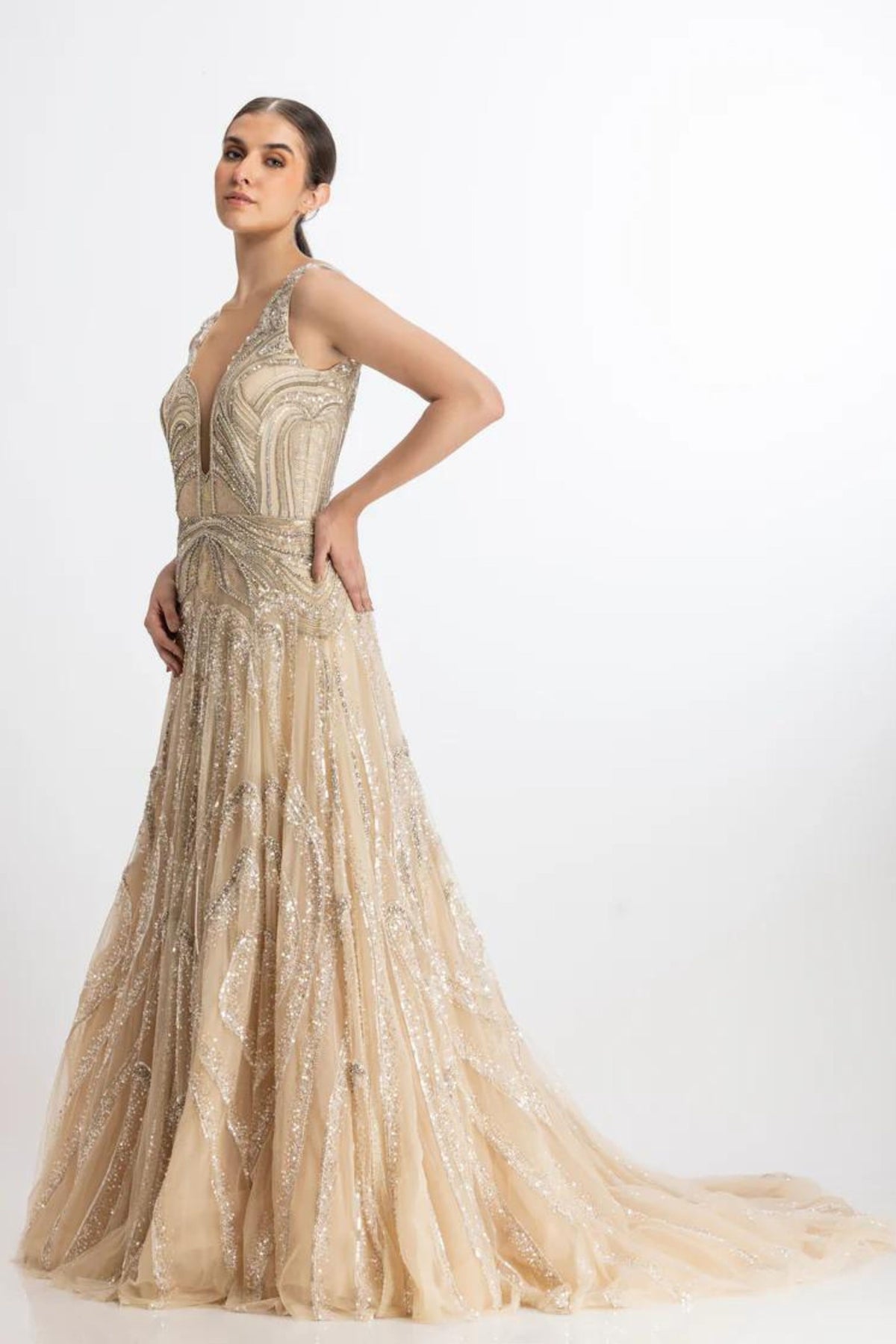 Ivory flared gown