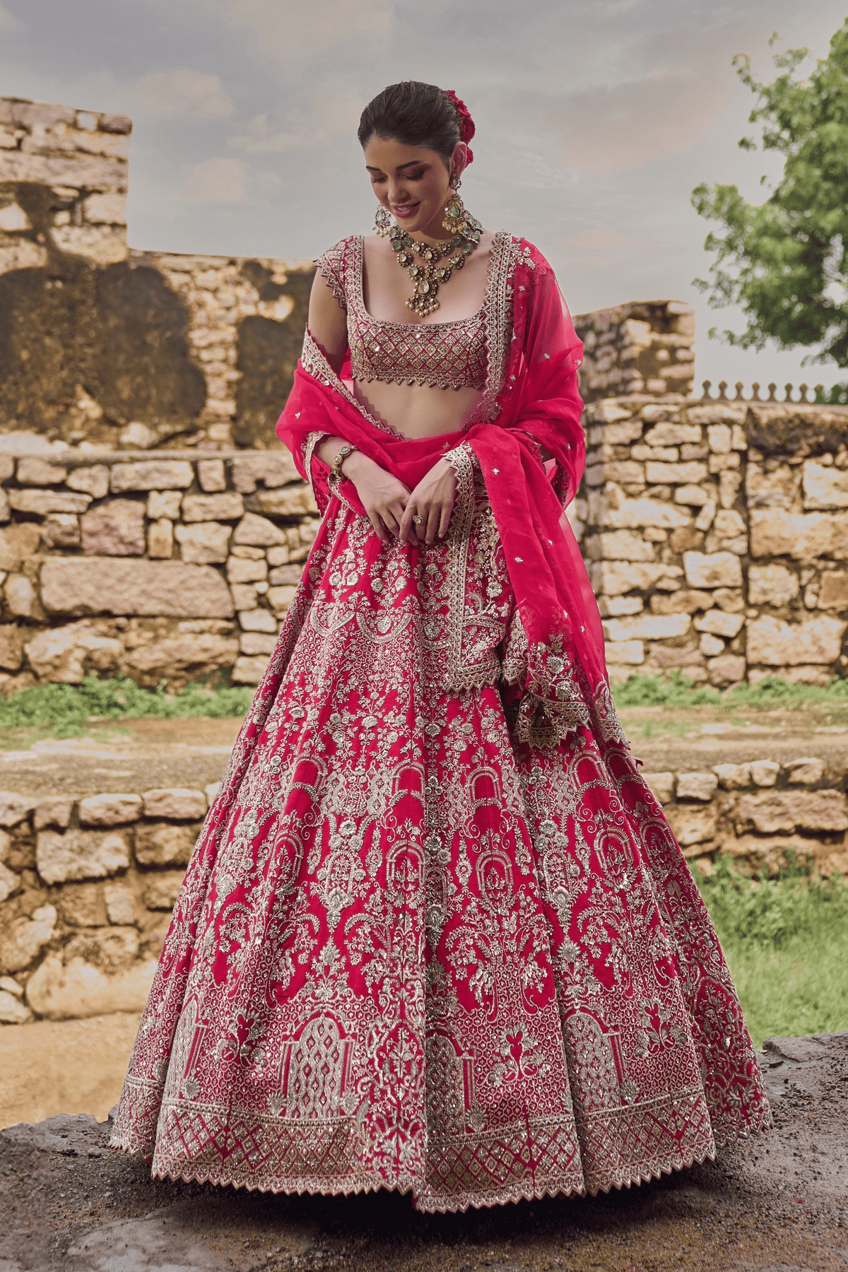 Cherry Red Anita Lehenga Set