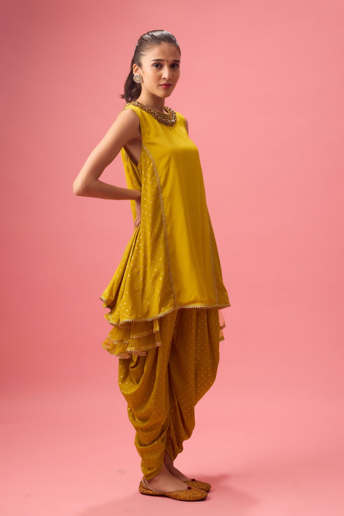 Olive Kurta &amp; Dhoti Set