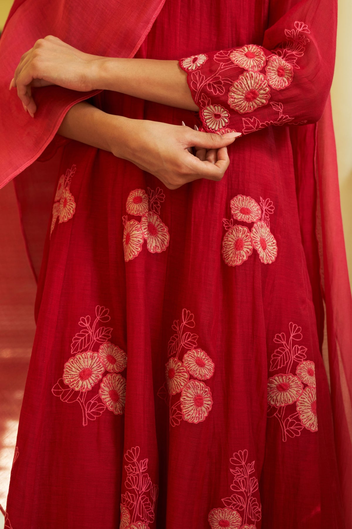 Crimson Applique Anarkali Set