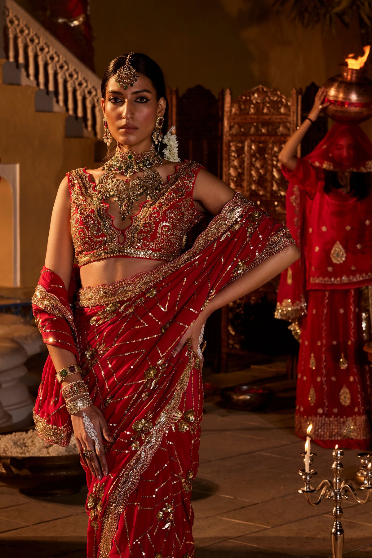 Red Dezee Saree Set