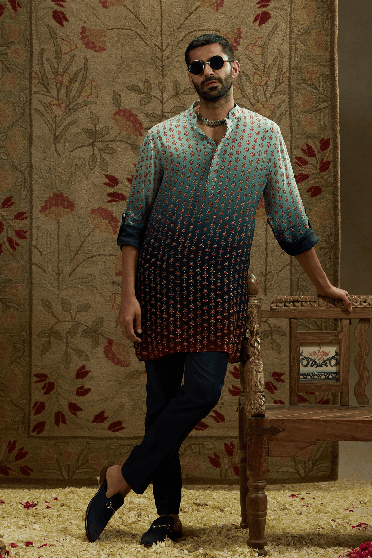 Printed Rolled up Sleeves Kurta