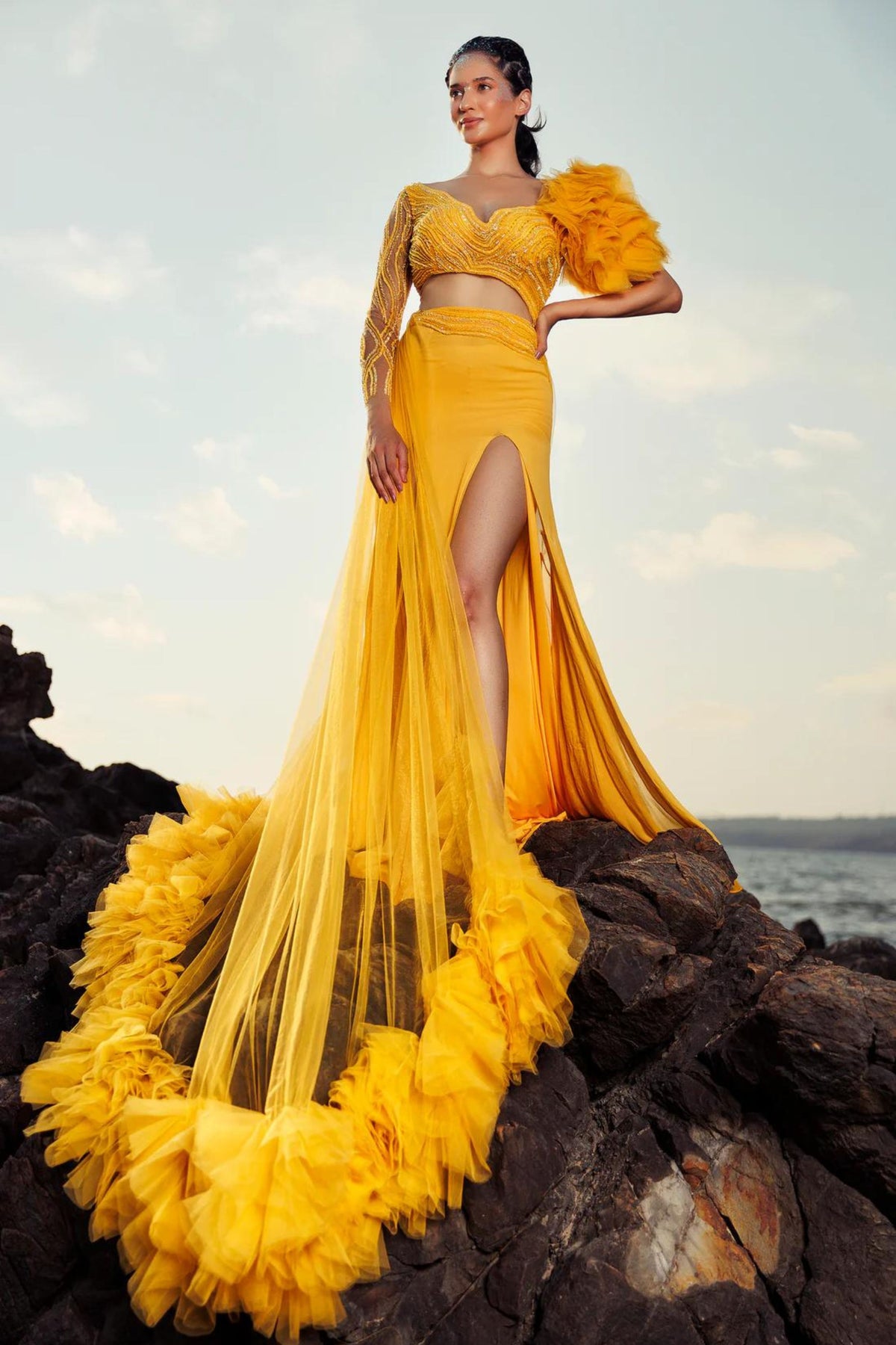 Sunrise Yellow Beaded Gown