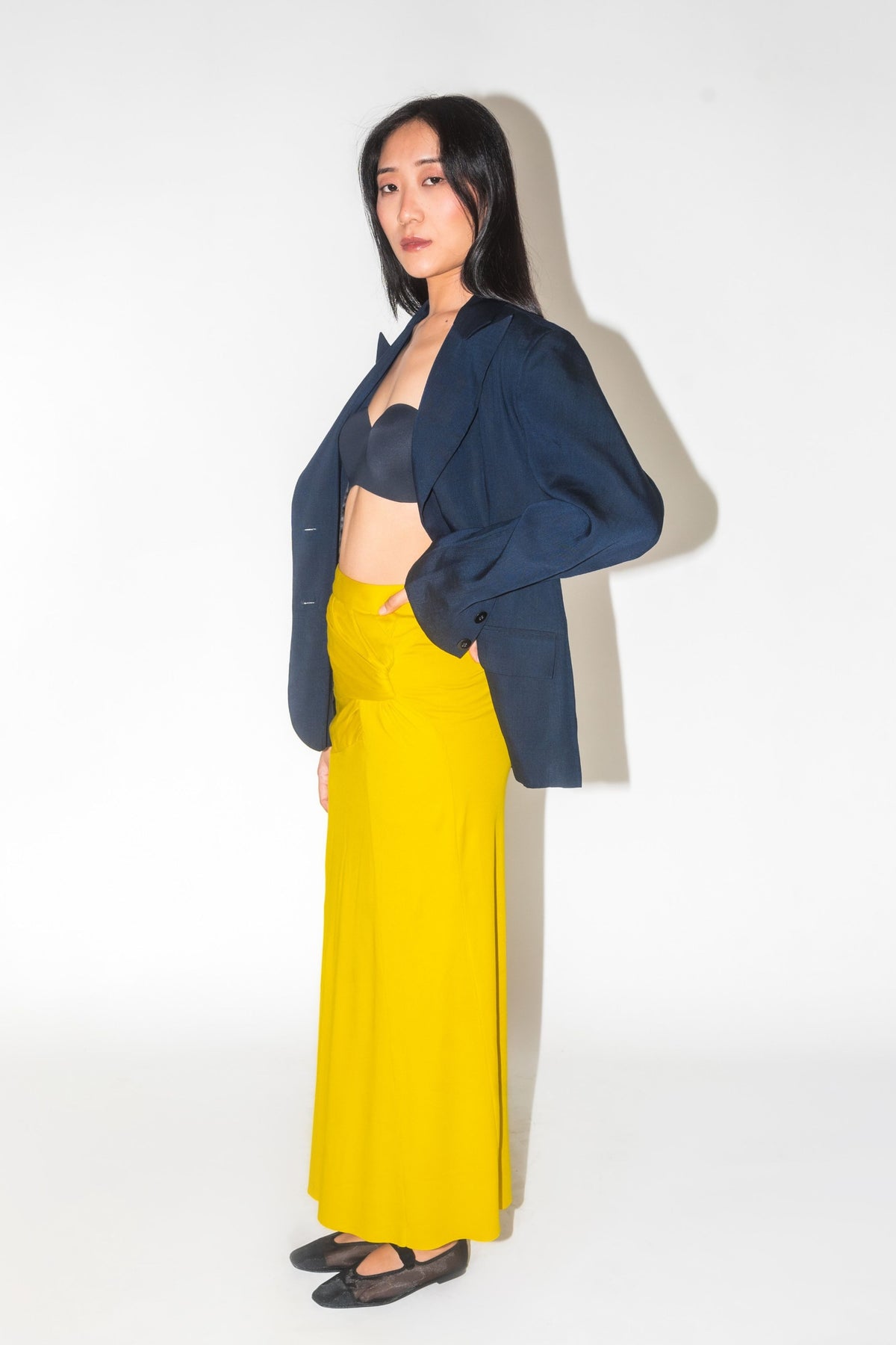 Pansy Draped Yellow Skirt