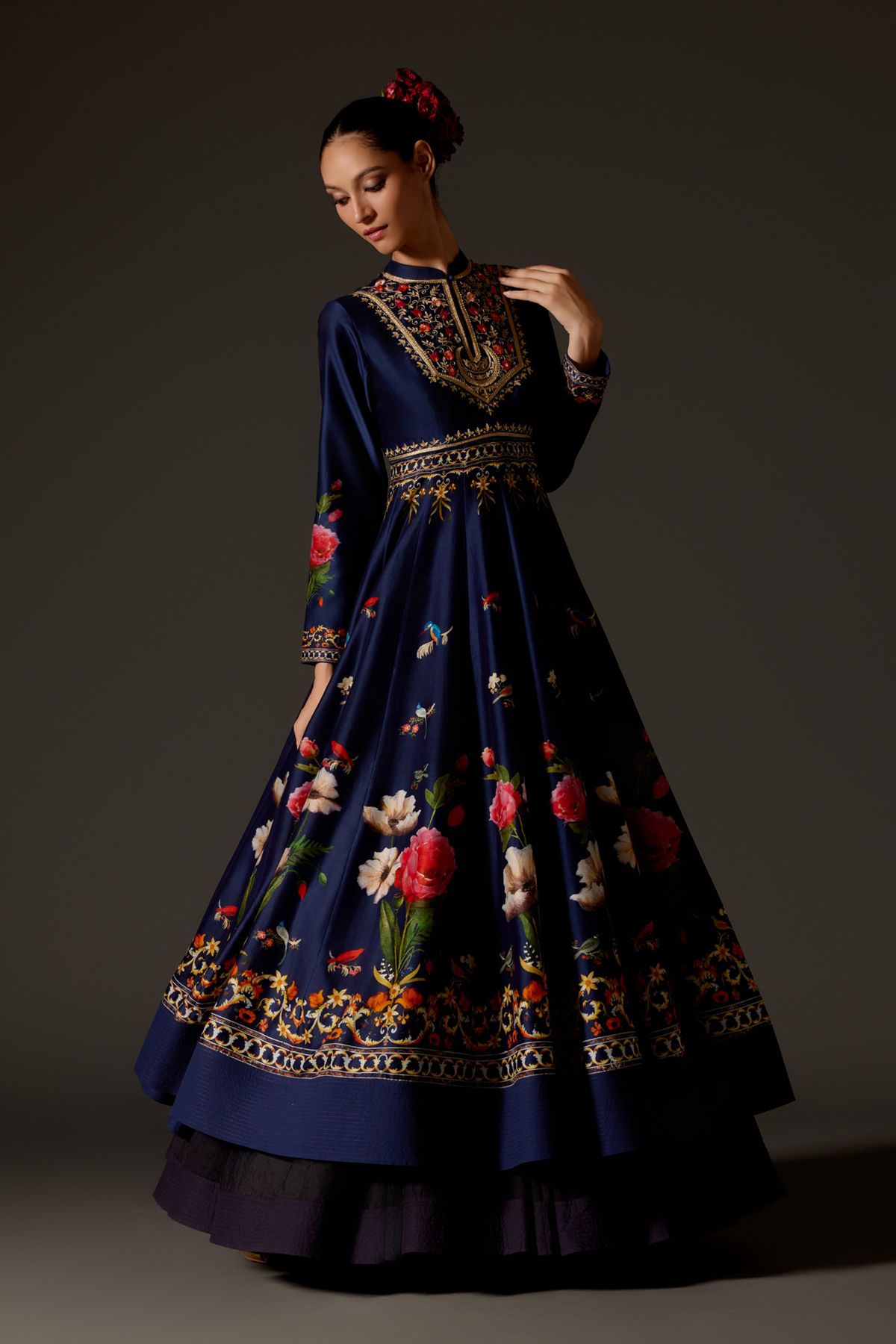 Indigo Chanderi Anarkali Set