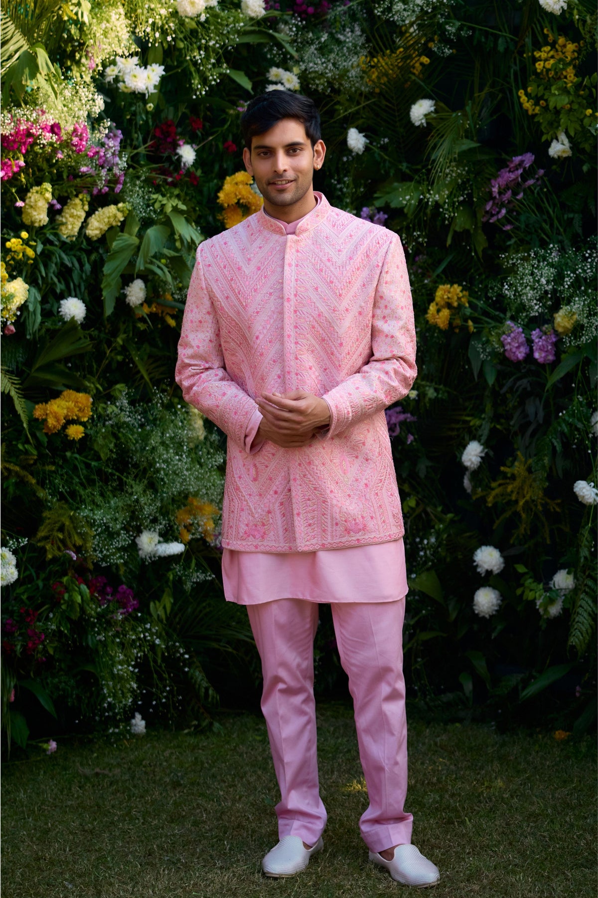 Coral Pink Bandhgala Set