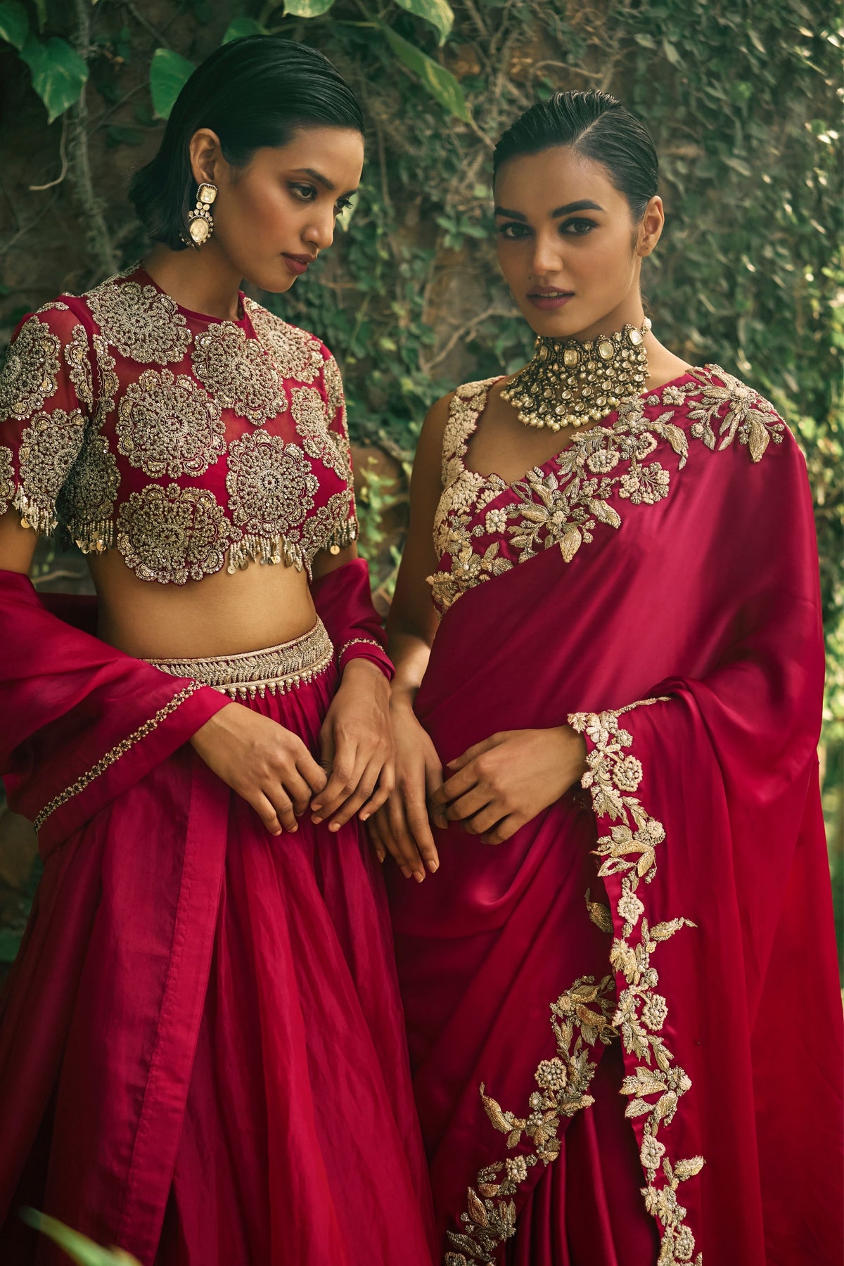 Crimson Red Saree Set