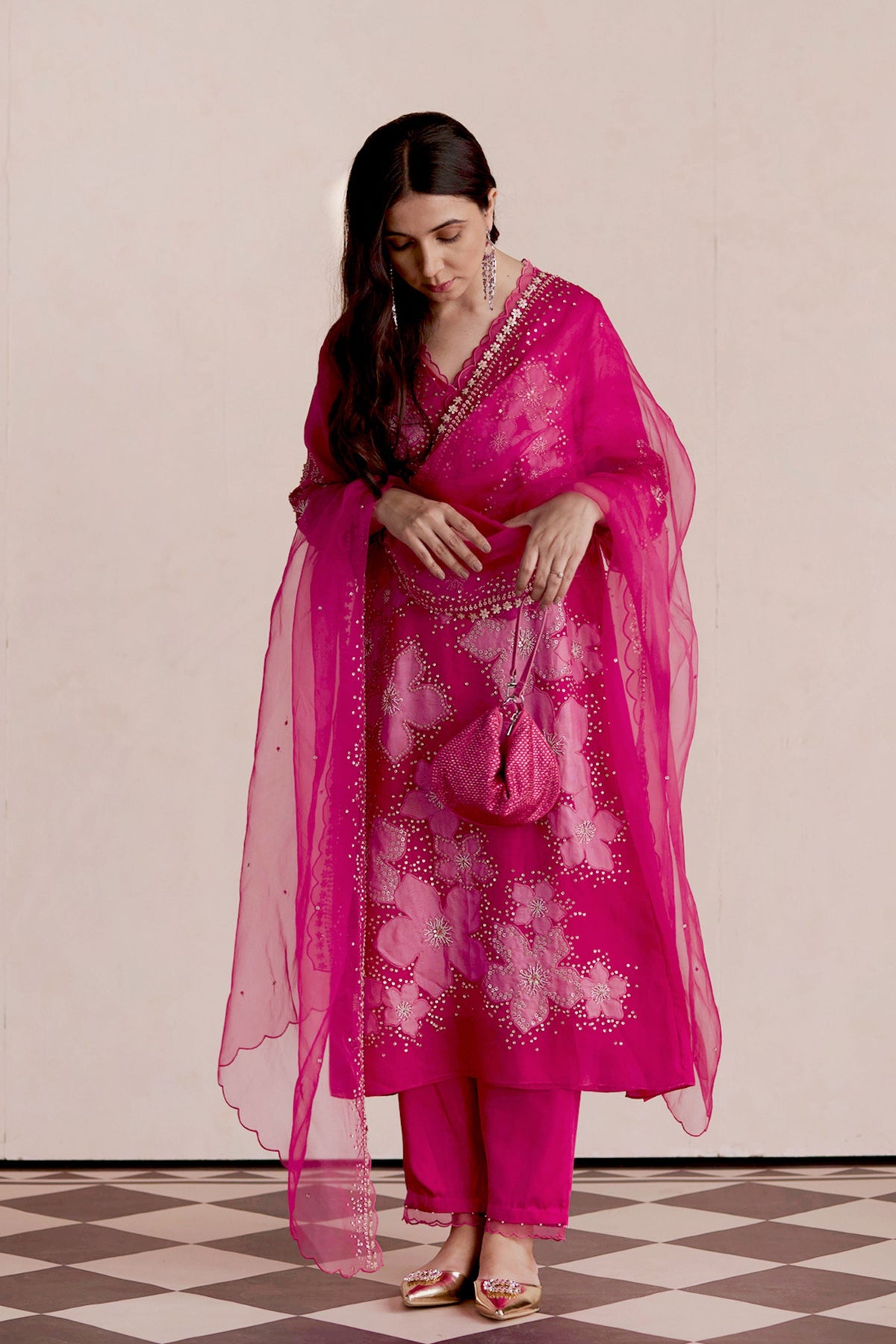 Hot Pink Kurta Set