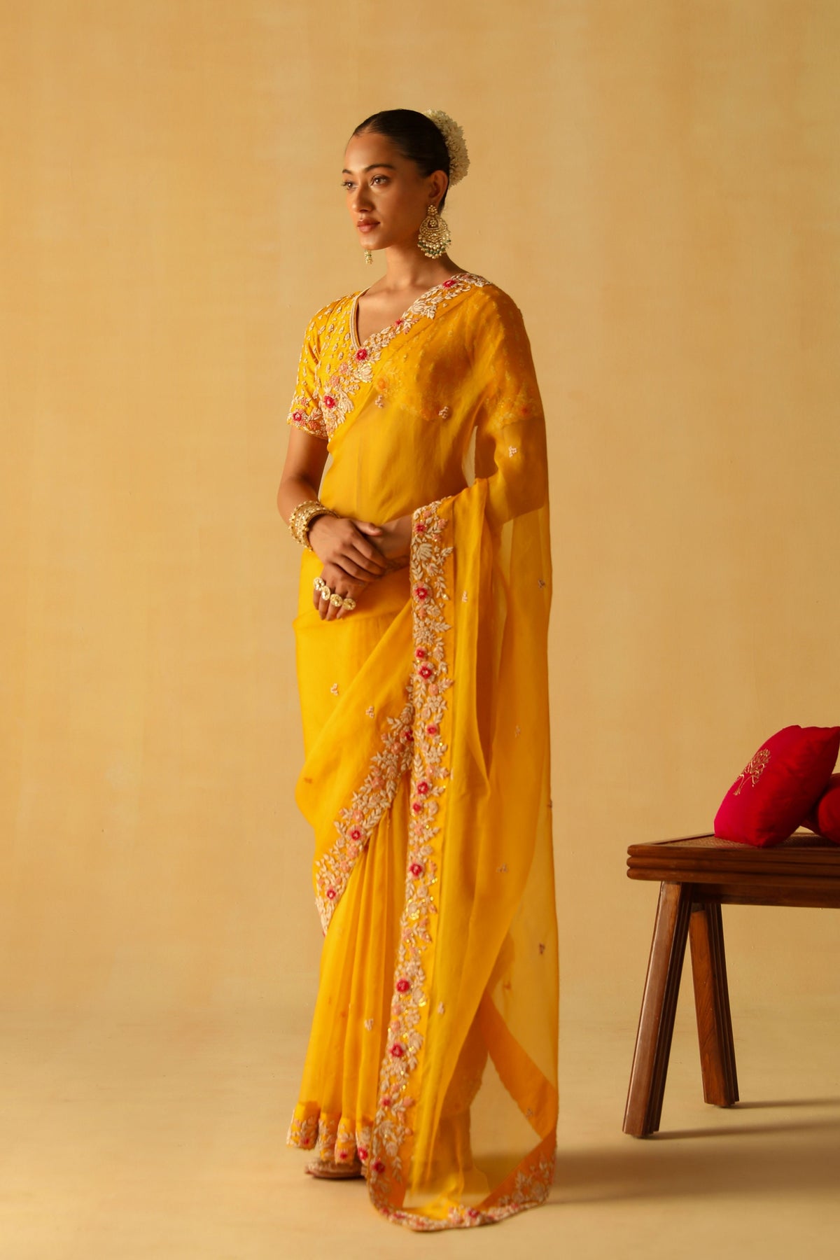 Mustard Afsa Saree Set