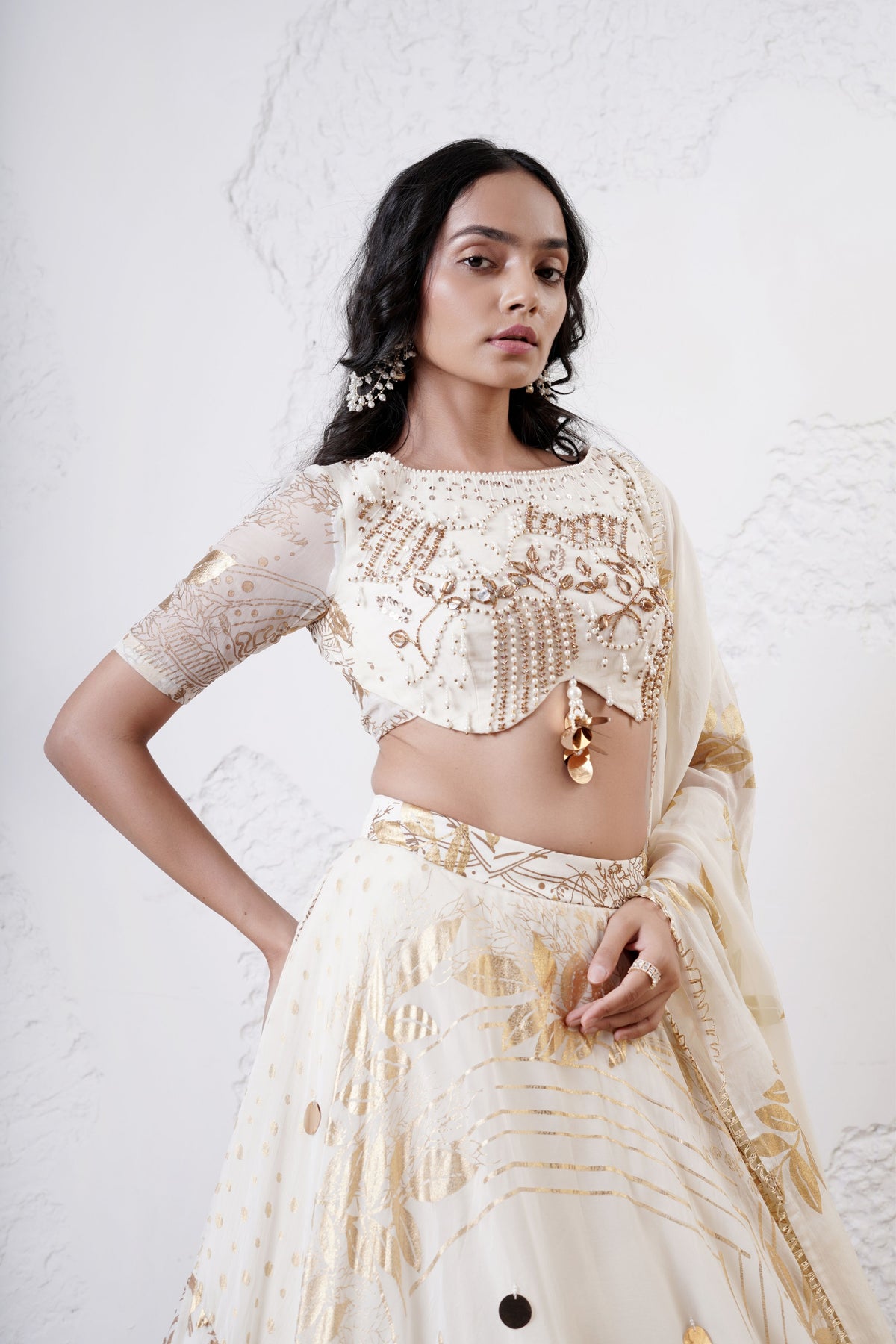 Ivory Embroidered Lehenga Set