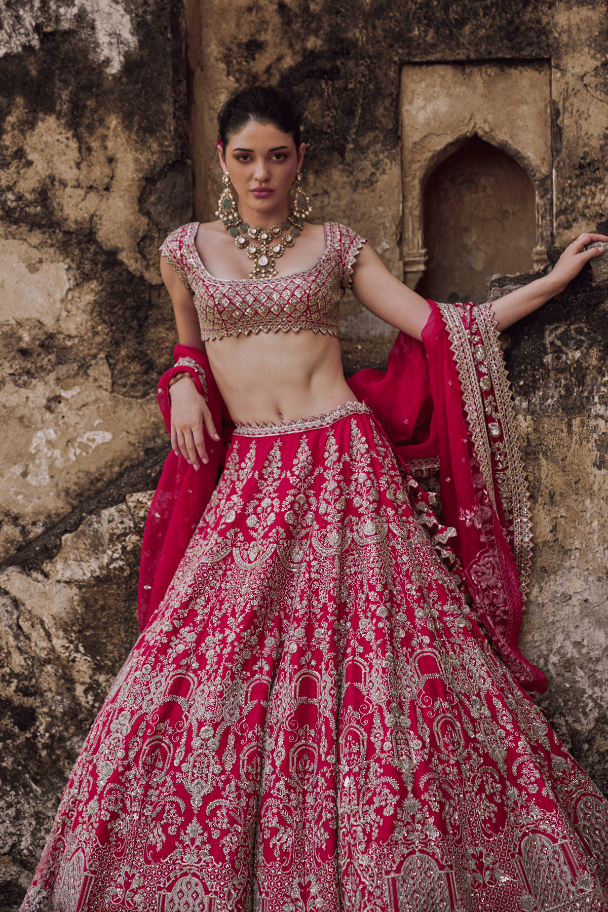 Cherry Red Anita Lehenga Set