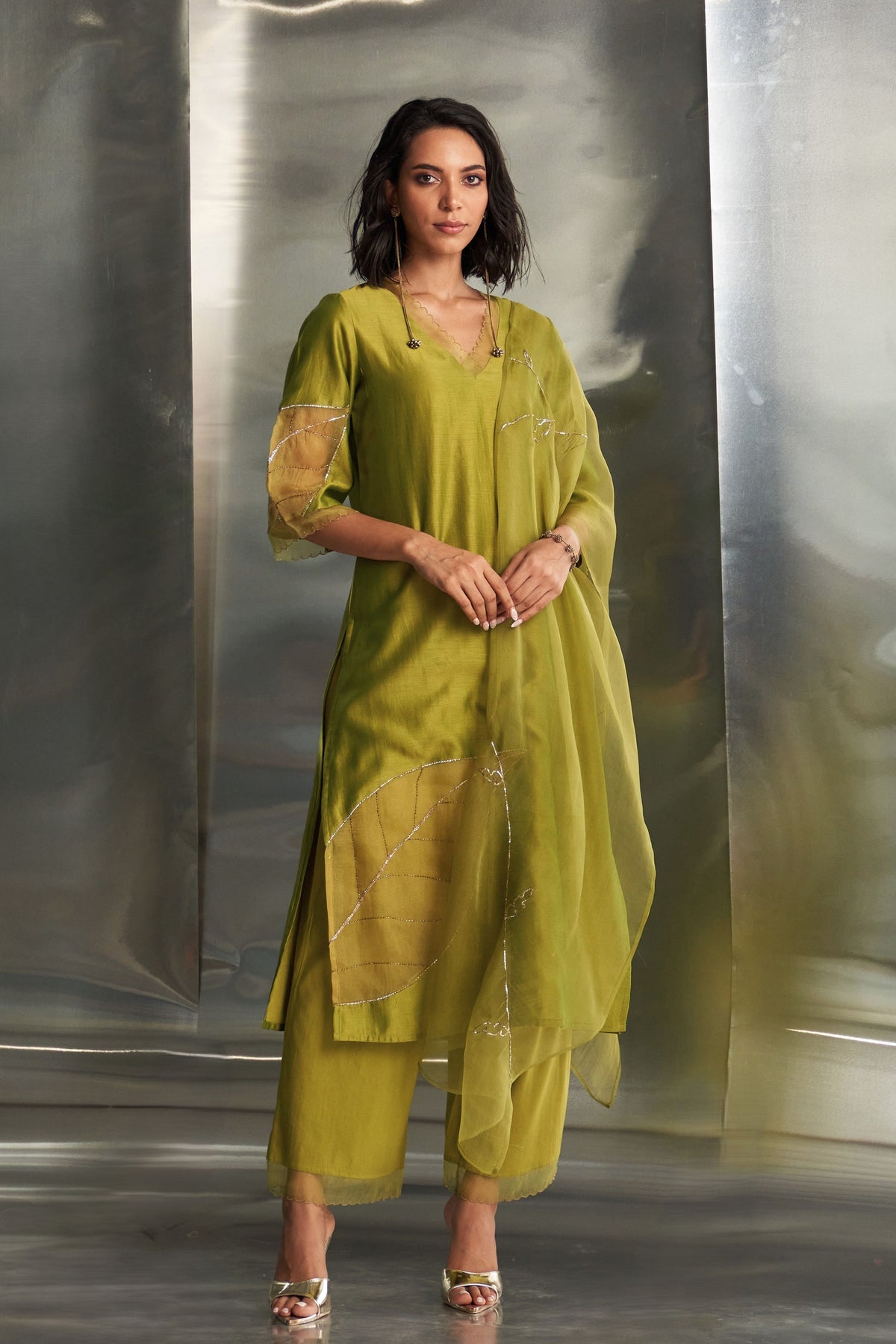 Berry Green Straight Kurta Set