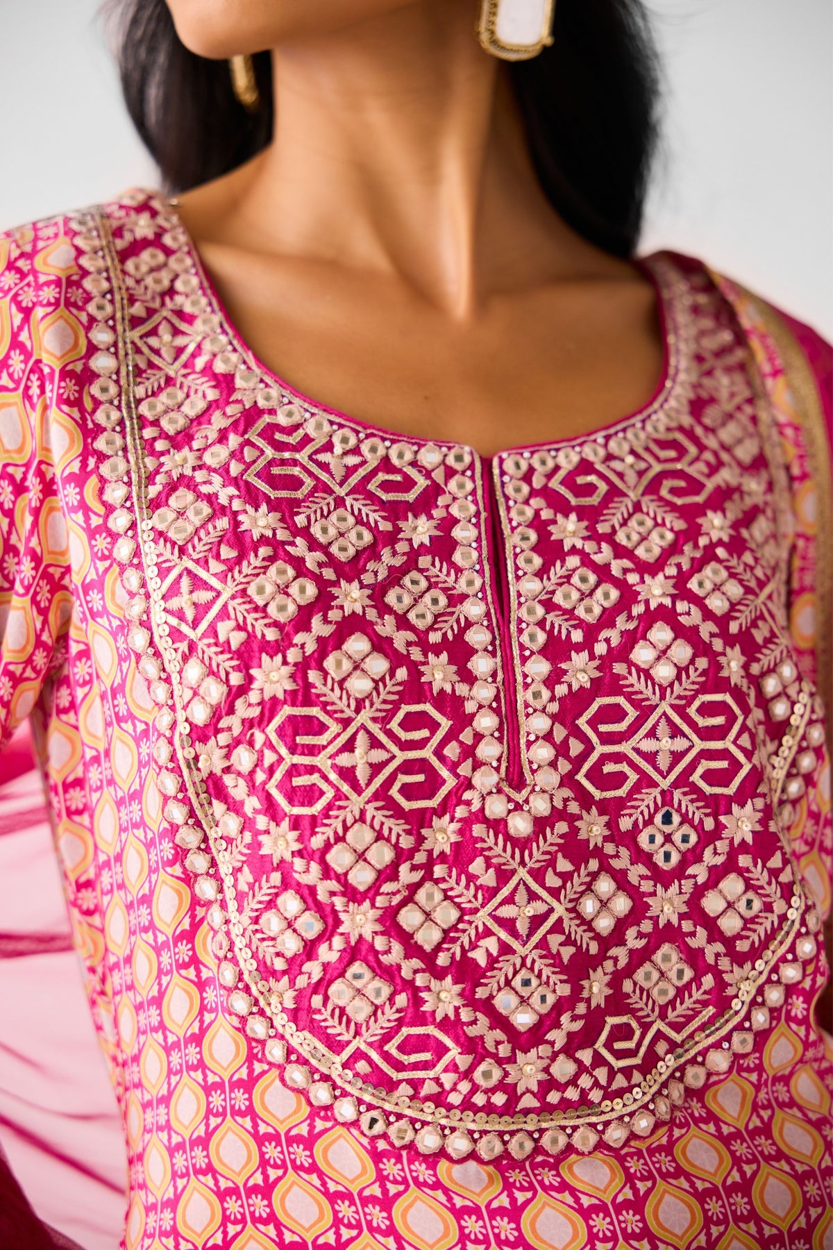 Rani Pink Embroidered Sharara Set