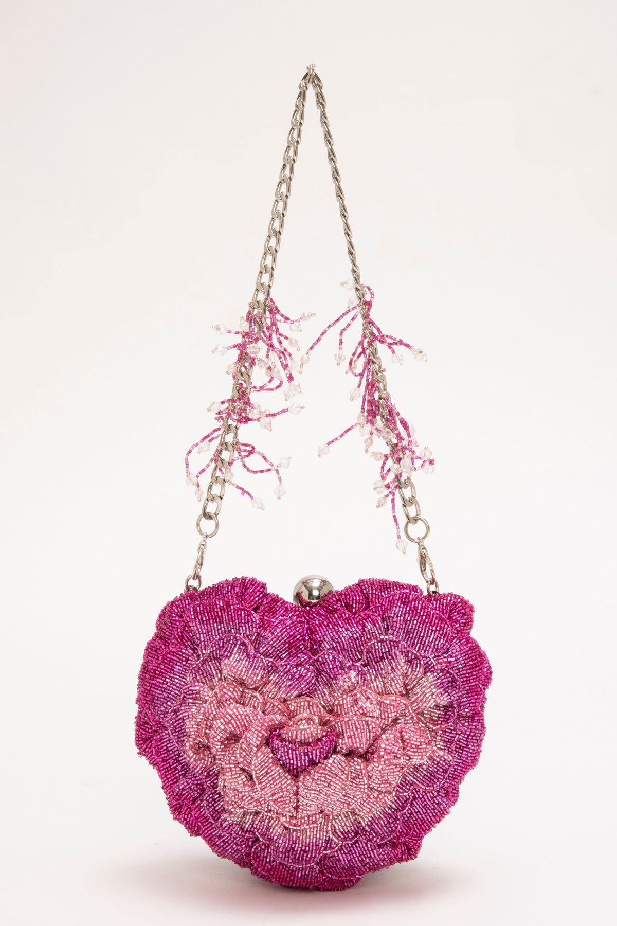 Isa Beaded Heart Clutch – Rose