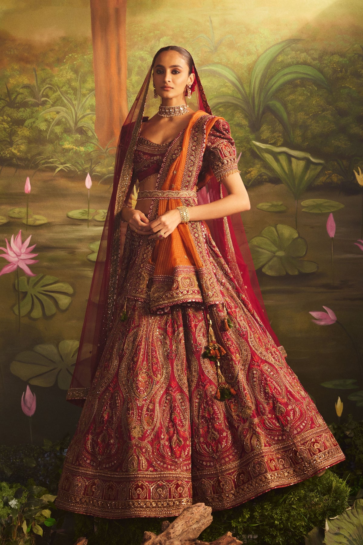 Maroon Organza Sequence Lehenga