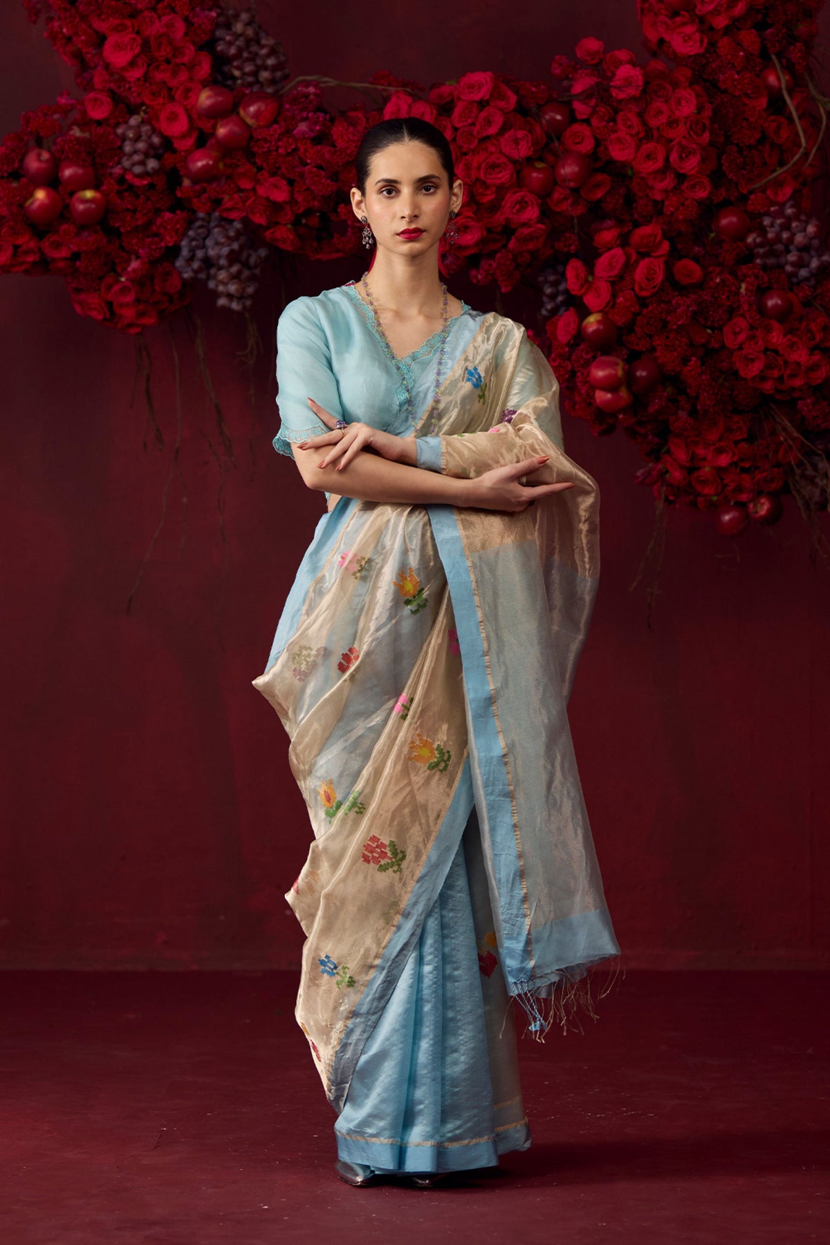 Tranquility Ice Blue Jamdani Saree