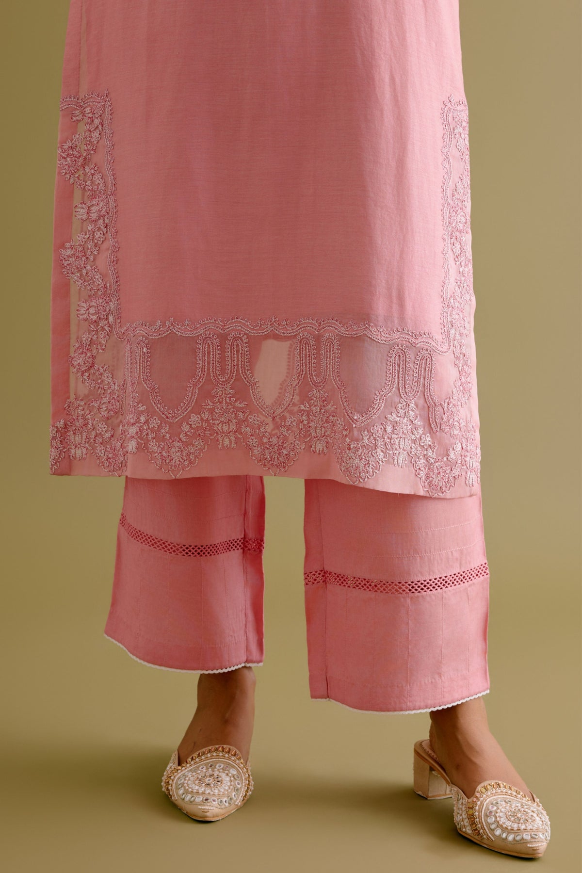 Pink Sequins Kurta Set