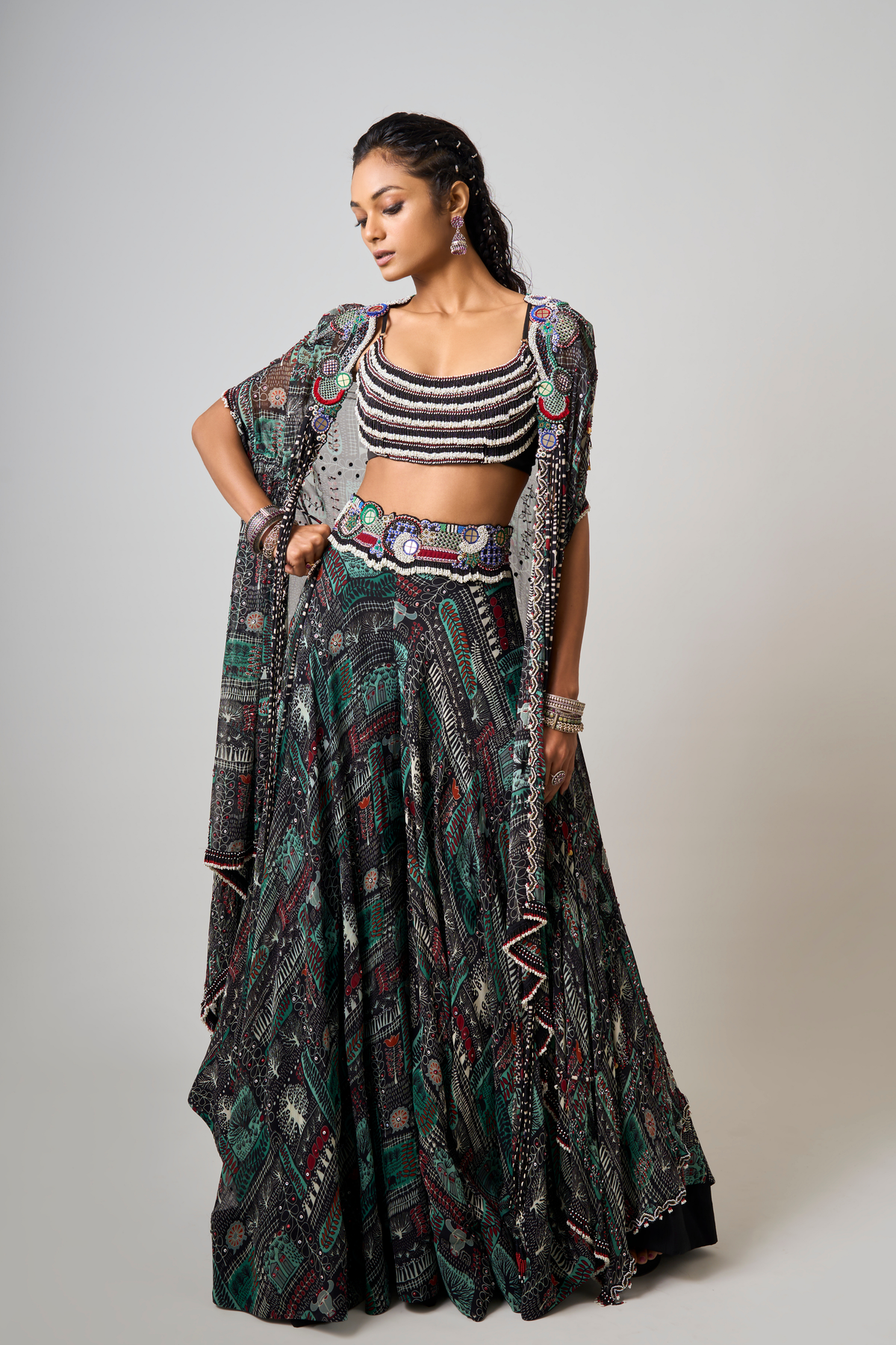 Black Embroidered Lehenga Set