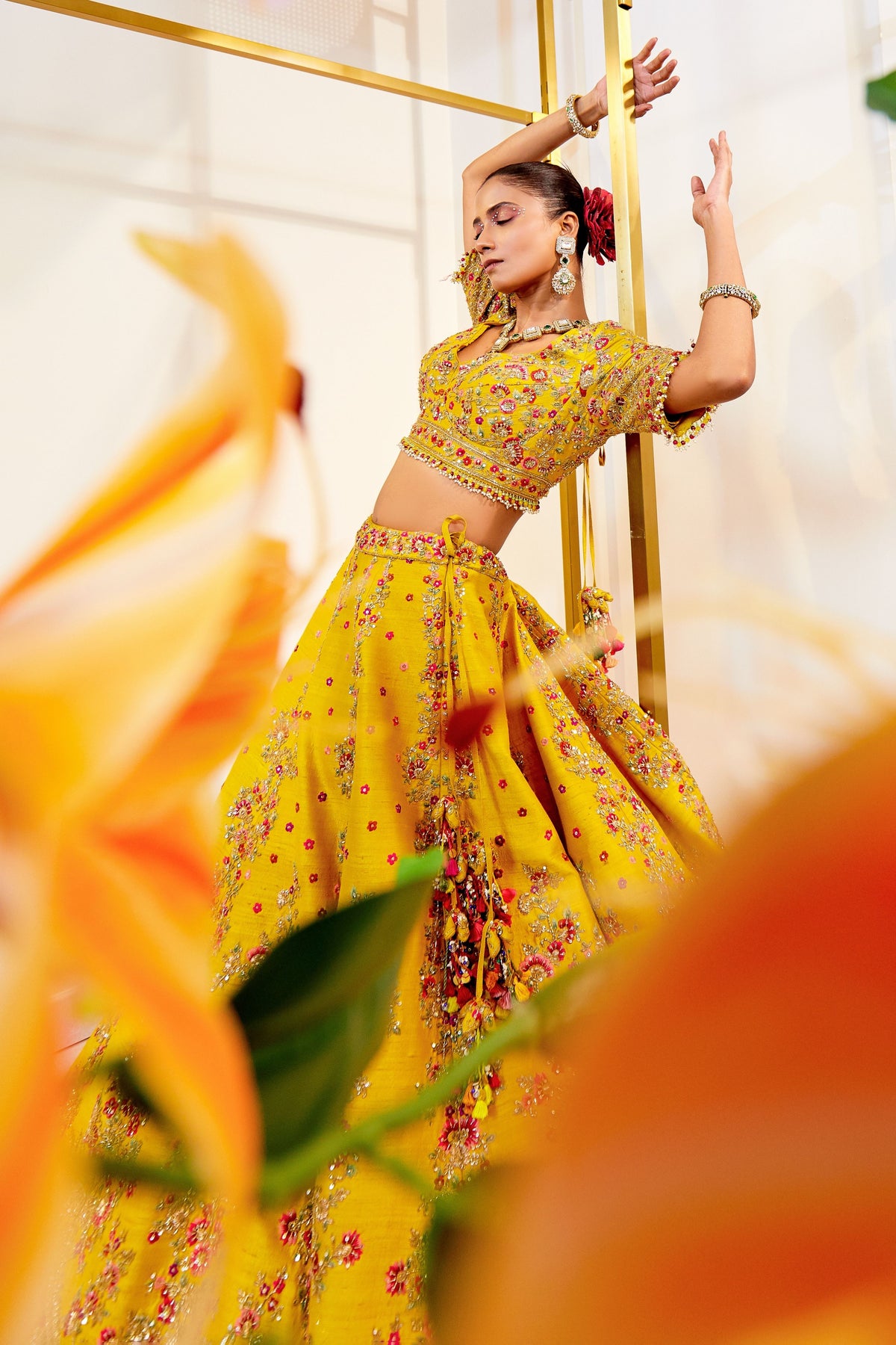 Bindu Mustard Lehenga Set