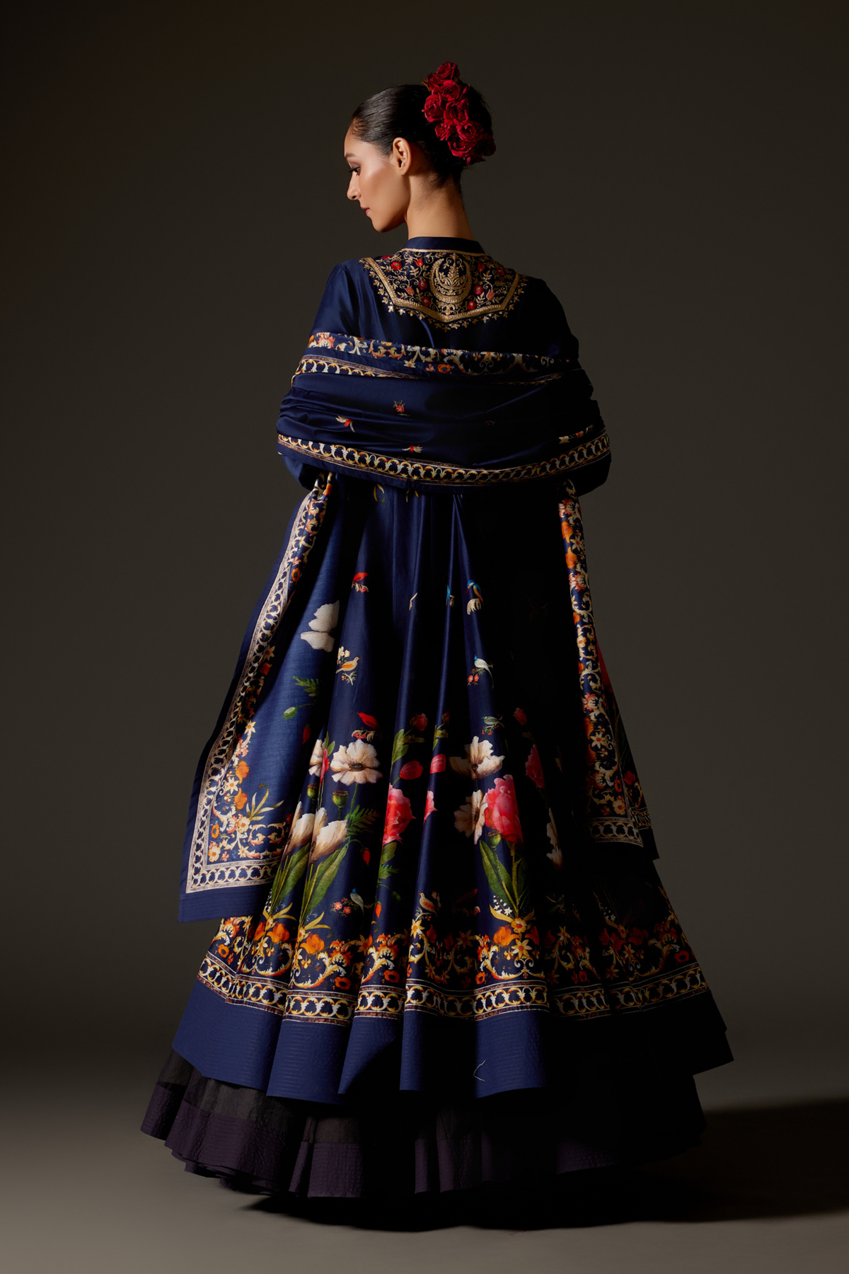 Indigo Chanderi Anarkali Set