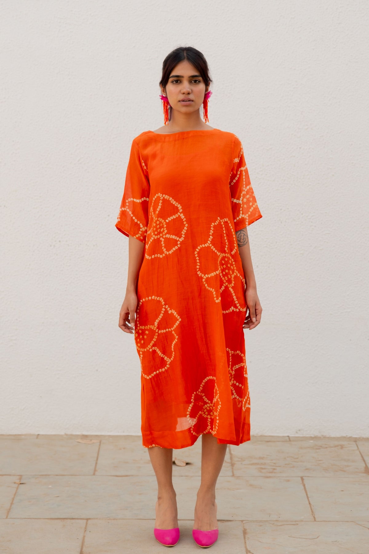 Burnt Orange Bandhani Dress