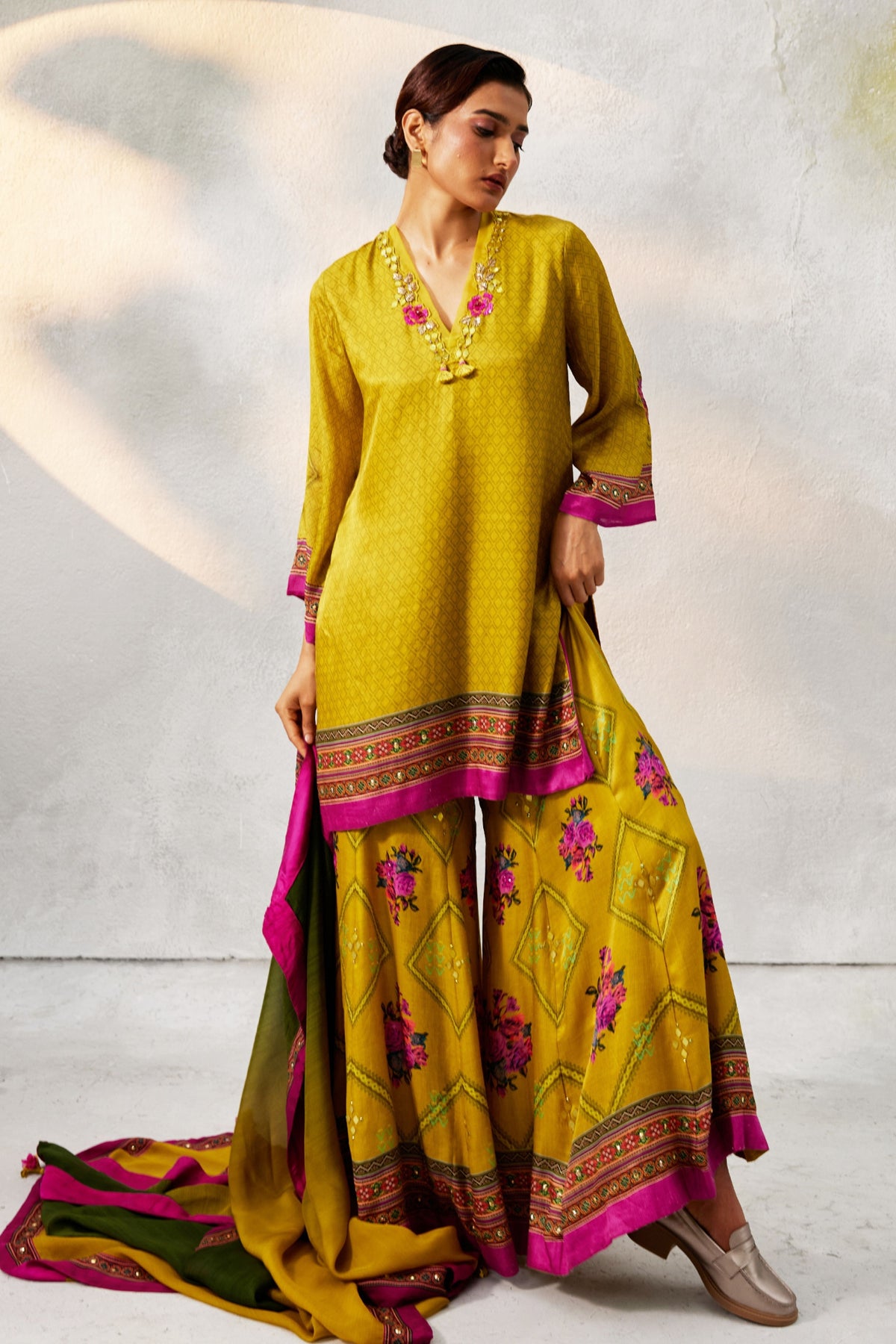 Ochre Yellow Sharara Set