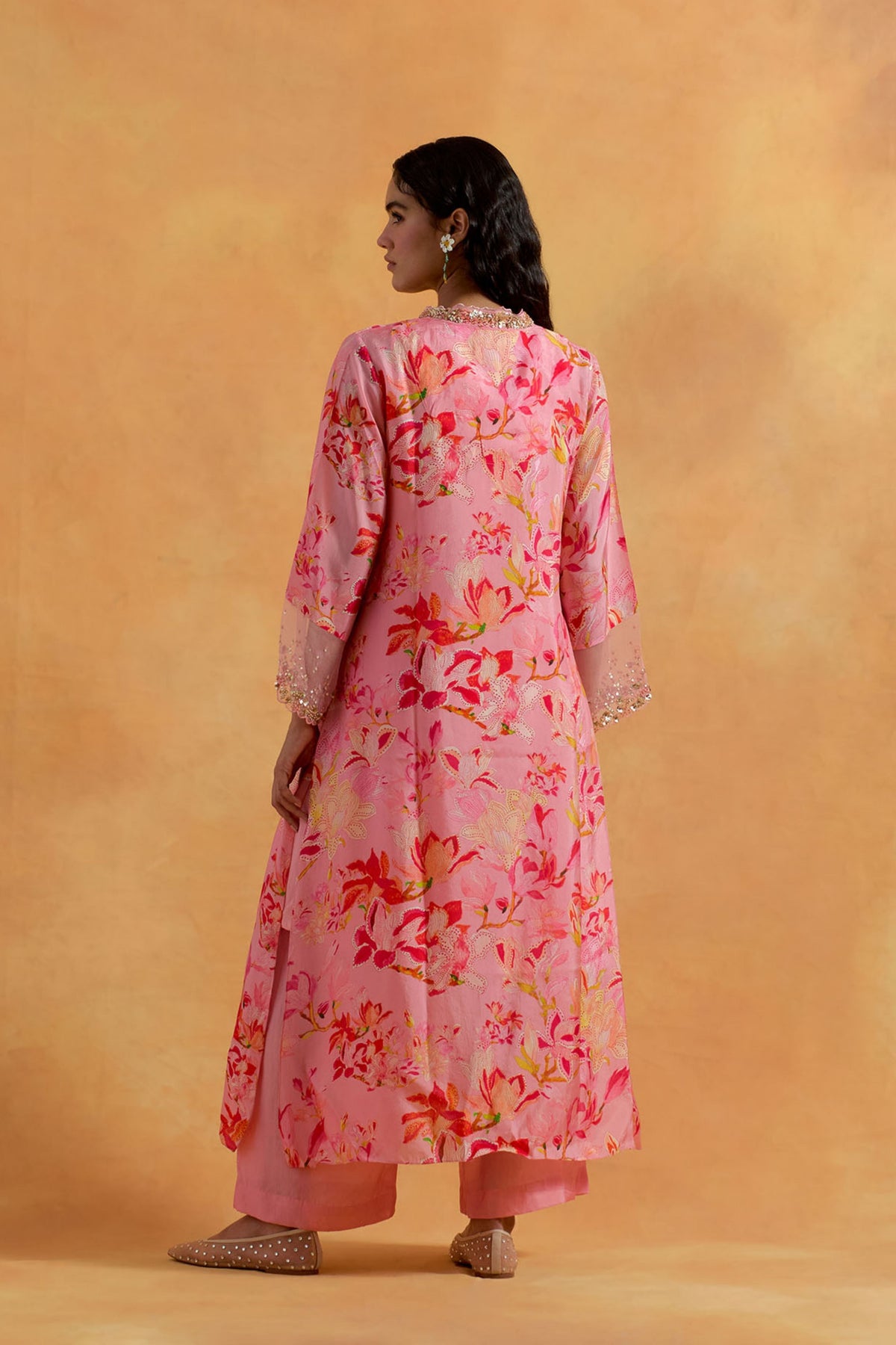 Peach Silk Kurta Set