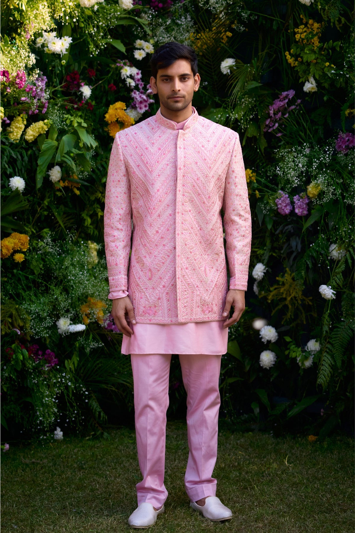 Coral Pink Bandhgala Set