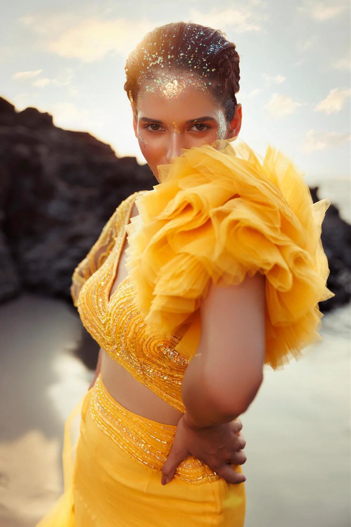 Sunrise Yellow Beaded Gown