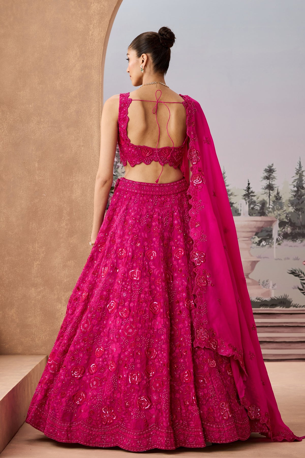 Shr Magenta Roses Lehenga Set