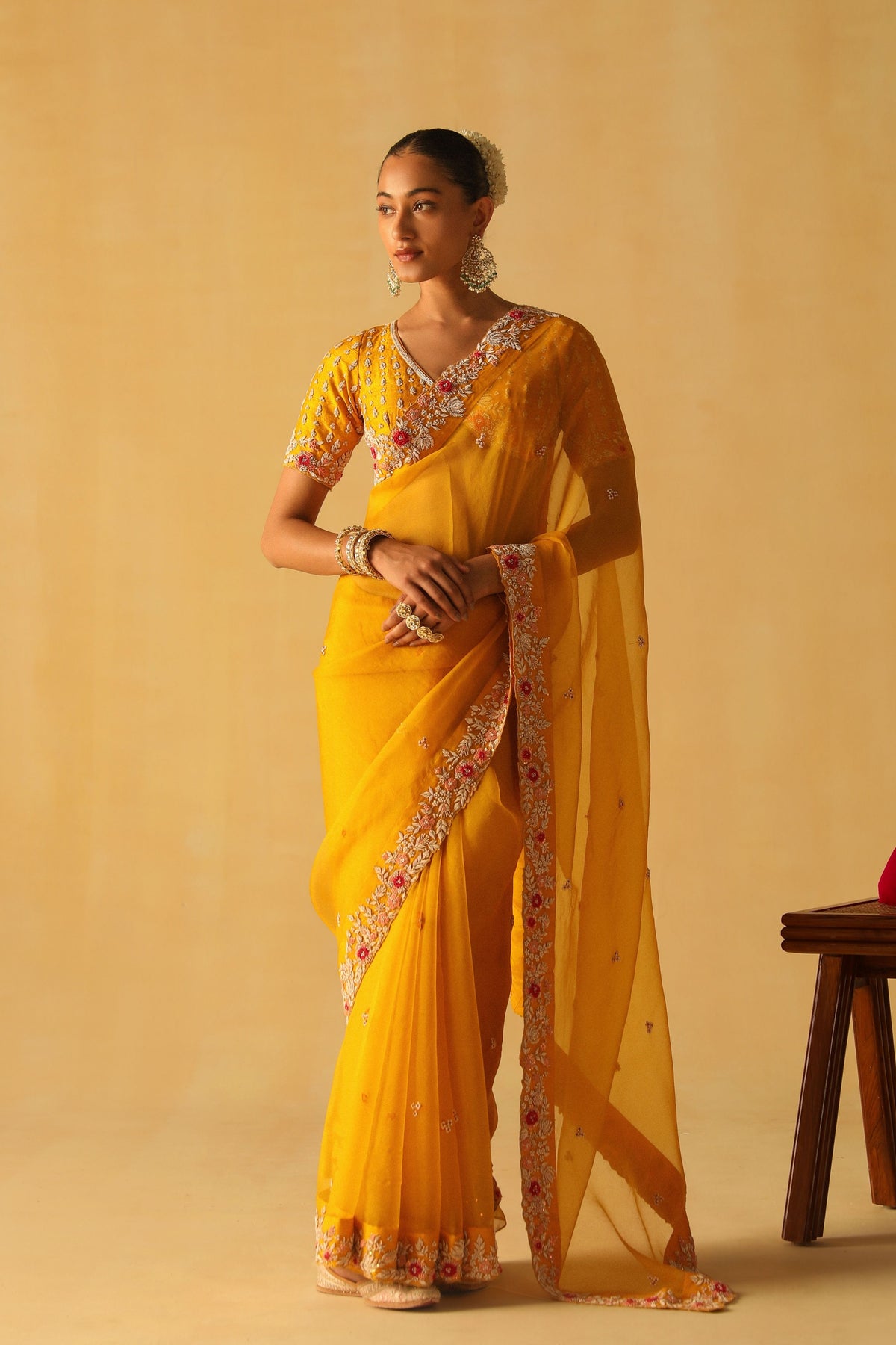 Mustard Afsa Saree Set