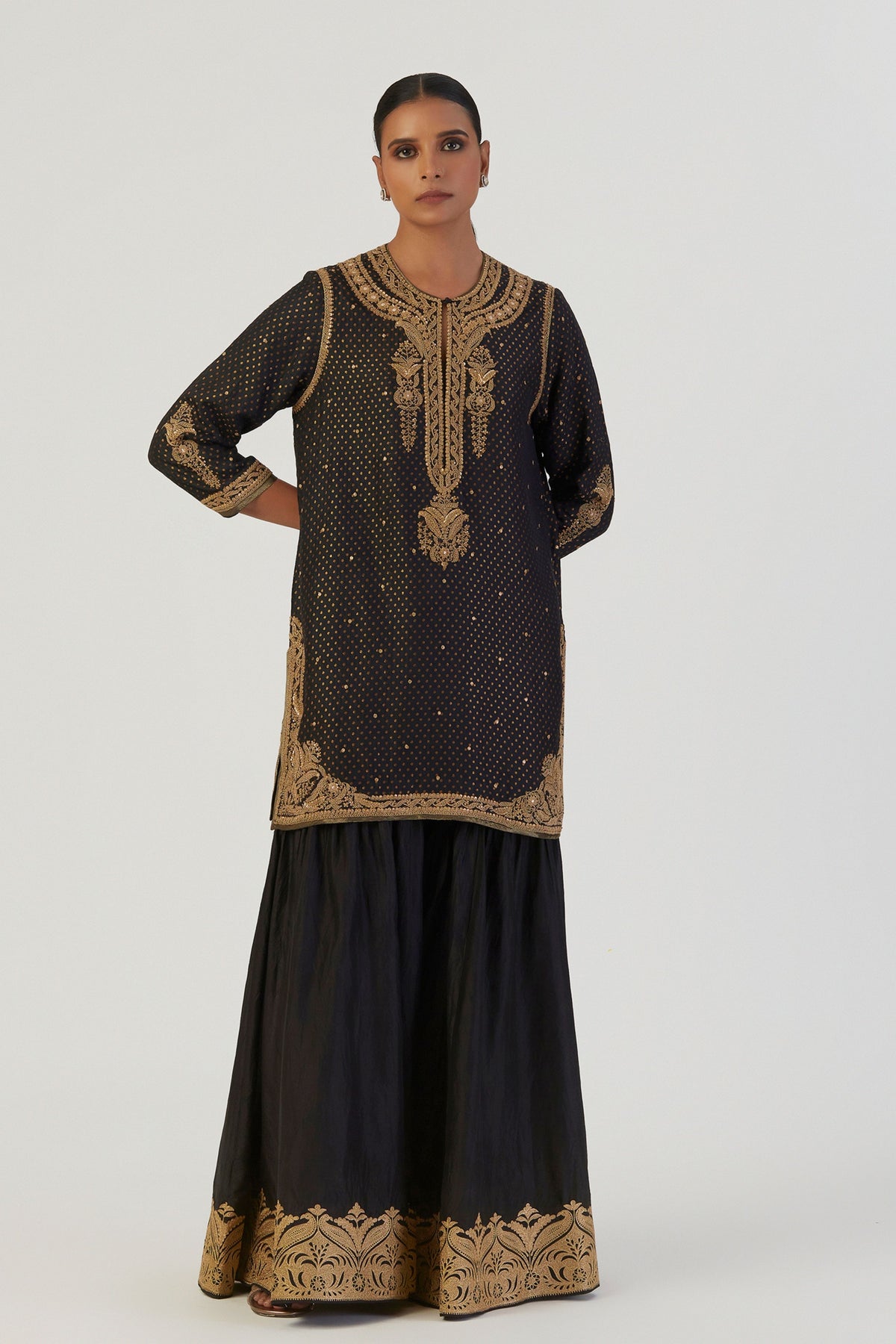 Ivrati Black Kurta and Sharara