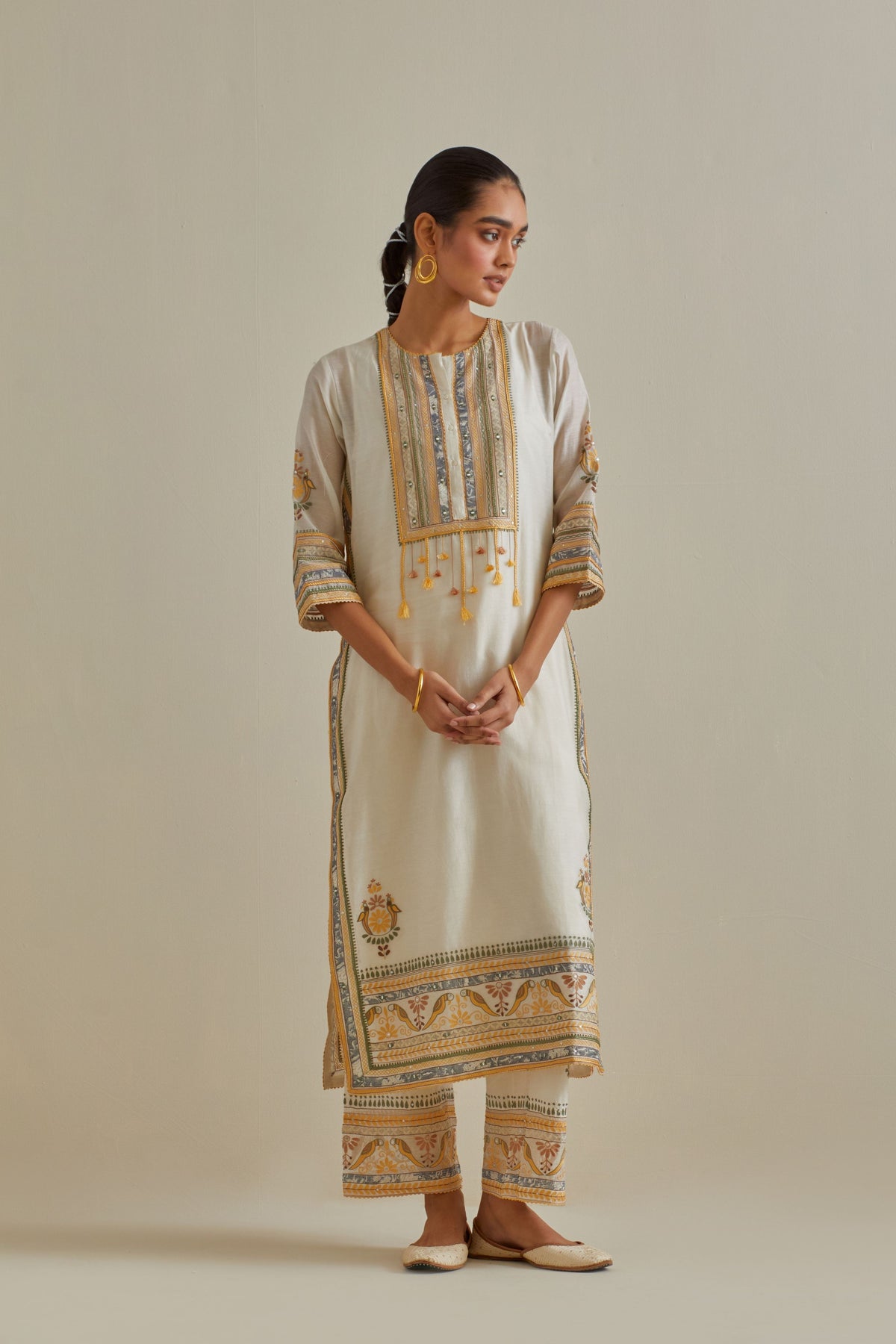 Yellow Patchwork Kurta Set